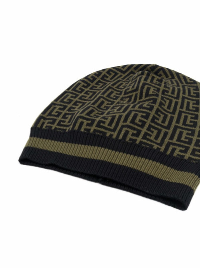 Balmain monogram-patterned merino beanie outlook