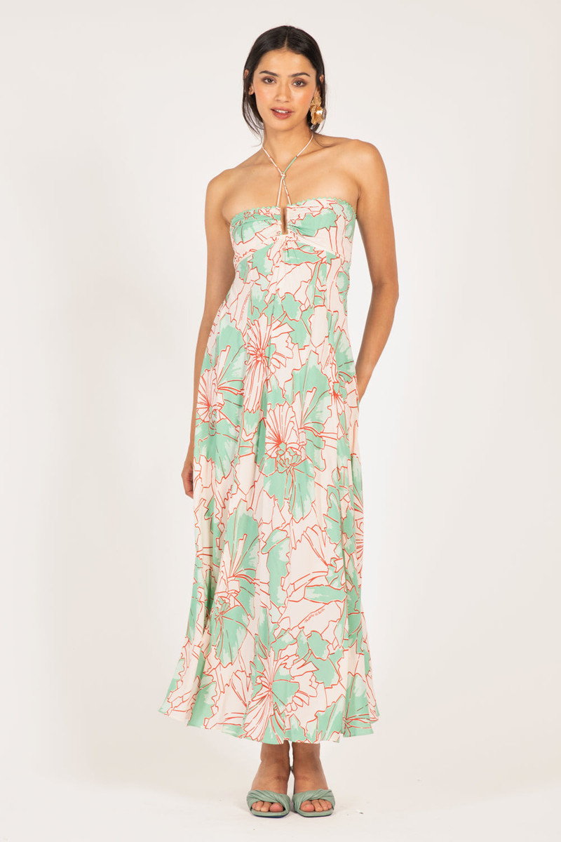 Long Dress Carla - Green Petal 3