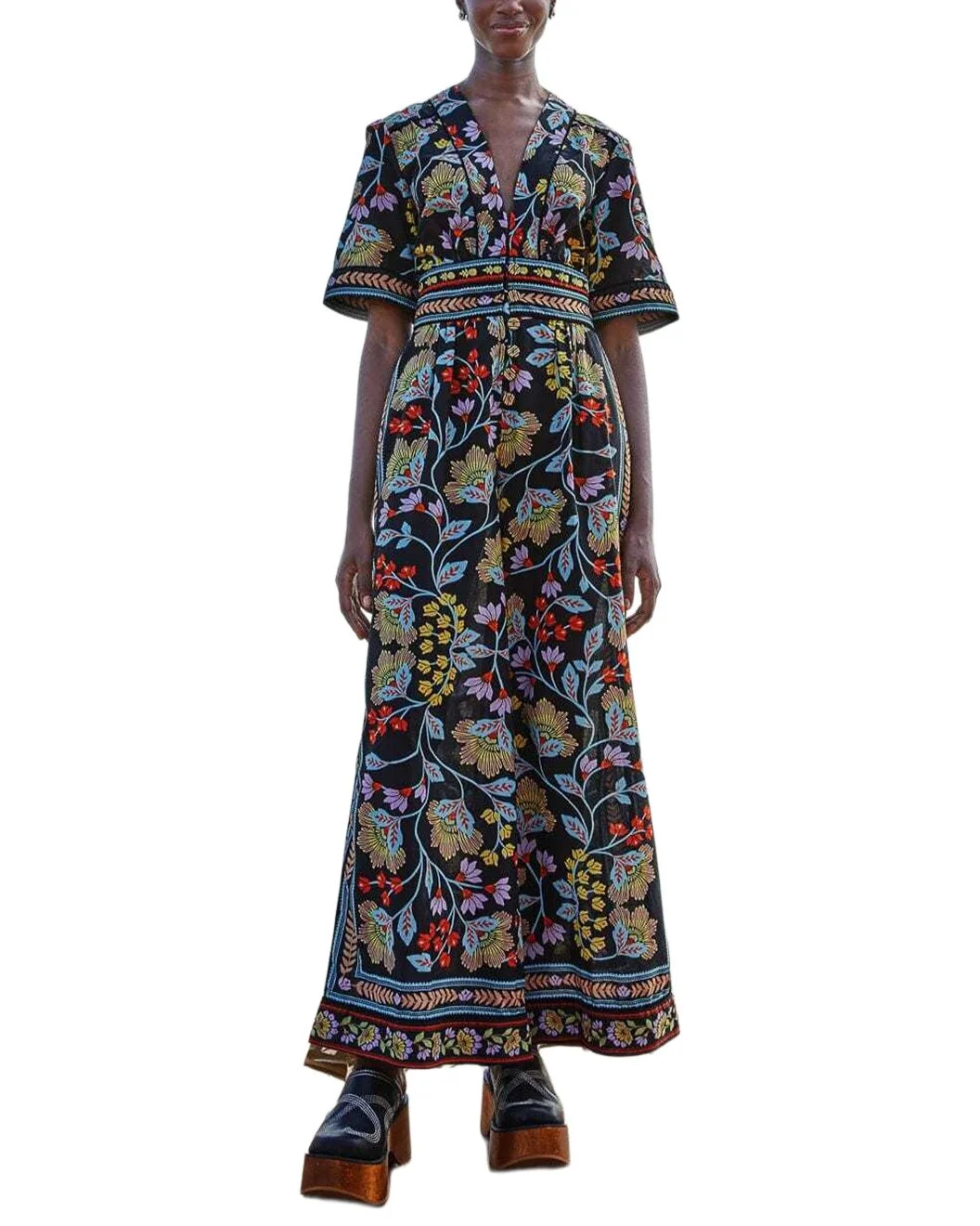 FARM Rio Flowery Black Jumpsuit - 1