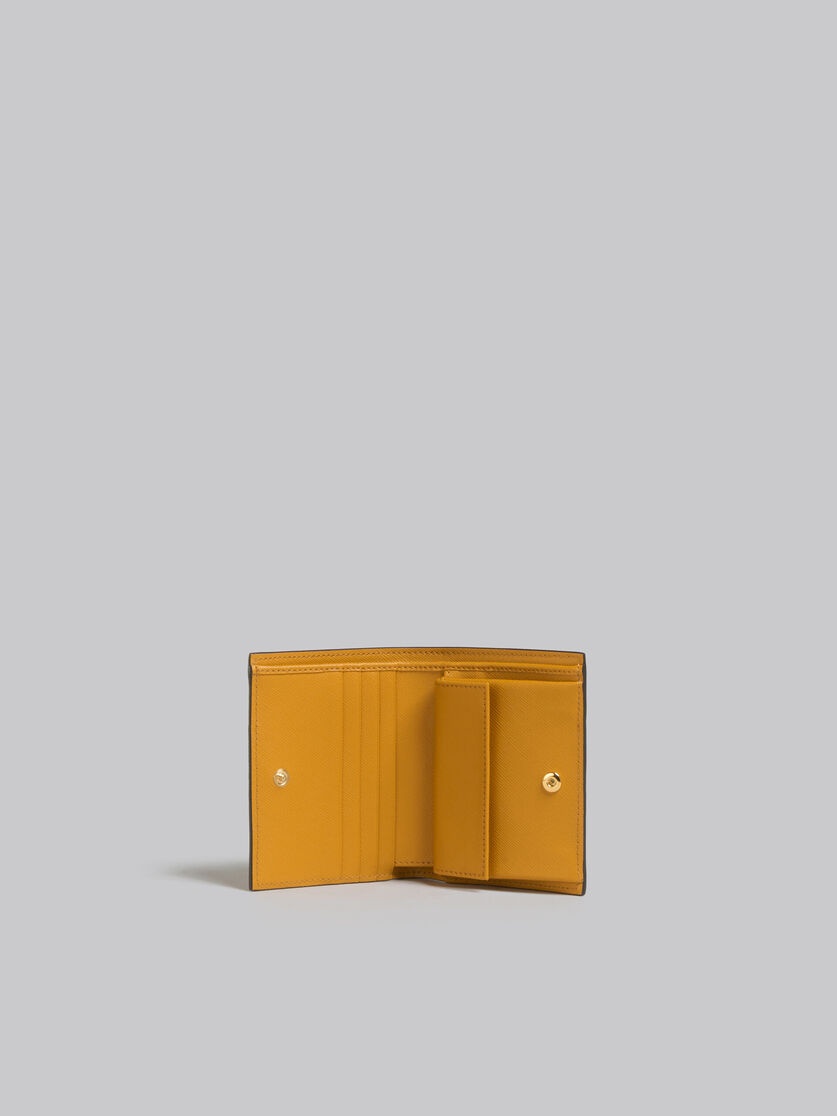 BROWN WHITE AND ORANGE SAFFIANO LEATHER BI-FOLD WALLET - 2