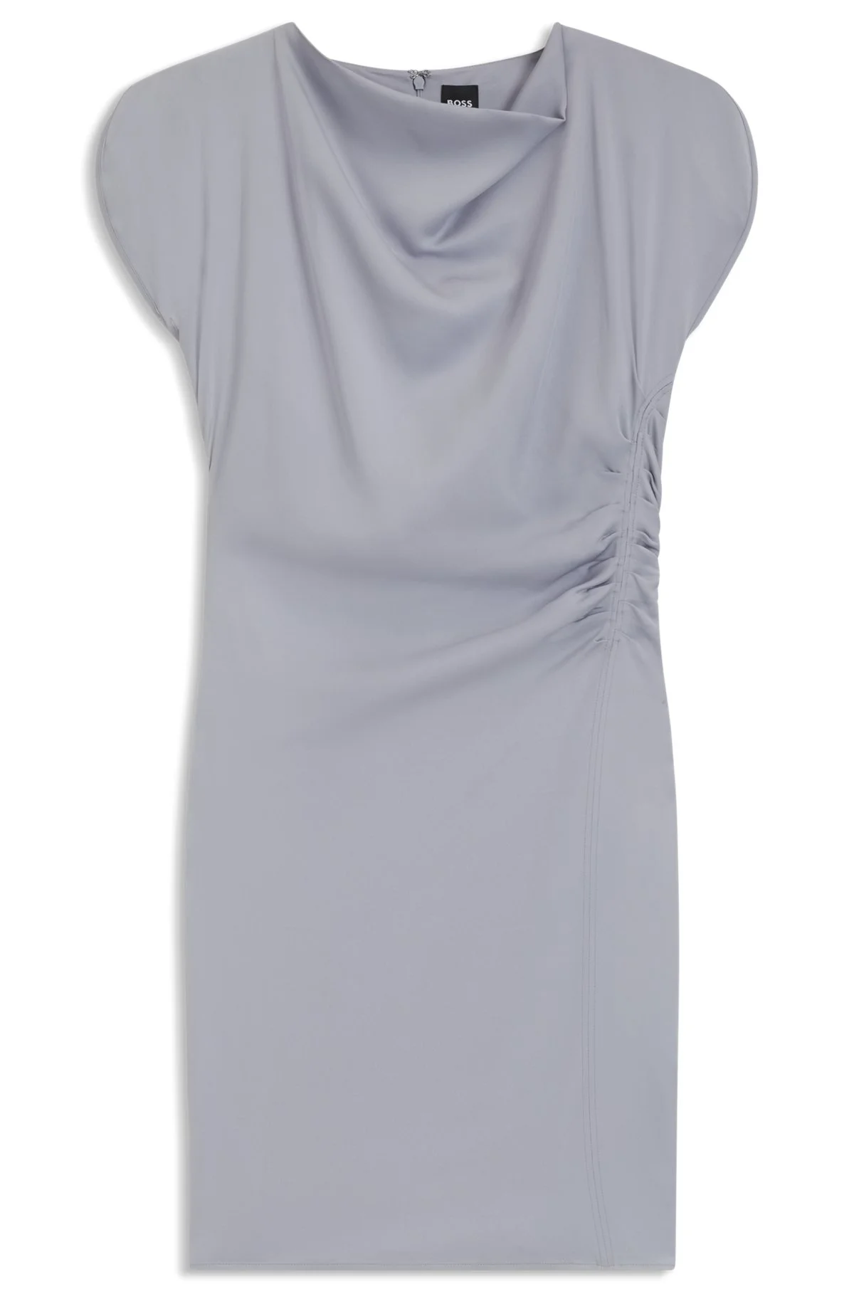 DRAPE-NECKLINE DRESS WITH GATHERED DETAIL - 1