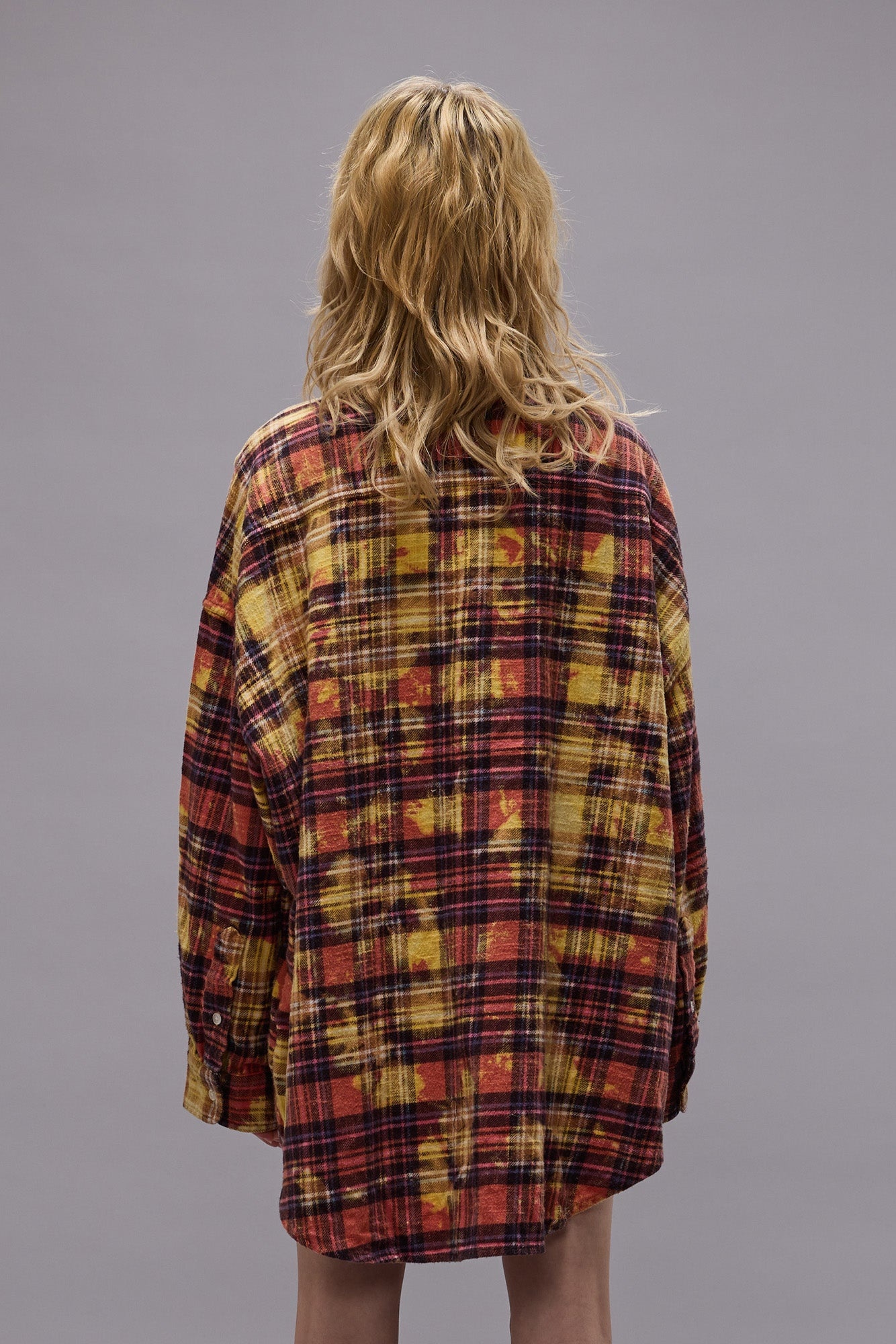 DROP NECK WORKSHIRT - OVERDYED PINK W/ IRREGULAR BLEACH PLAID - R13 - 4