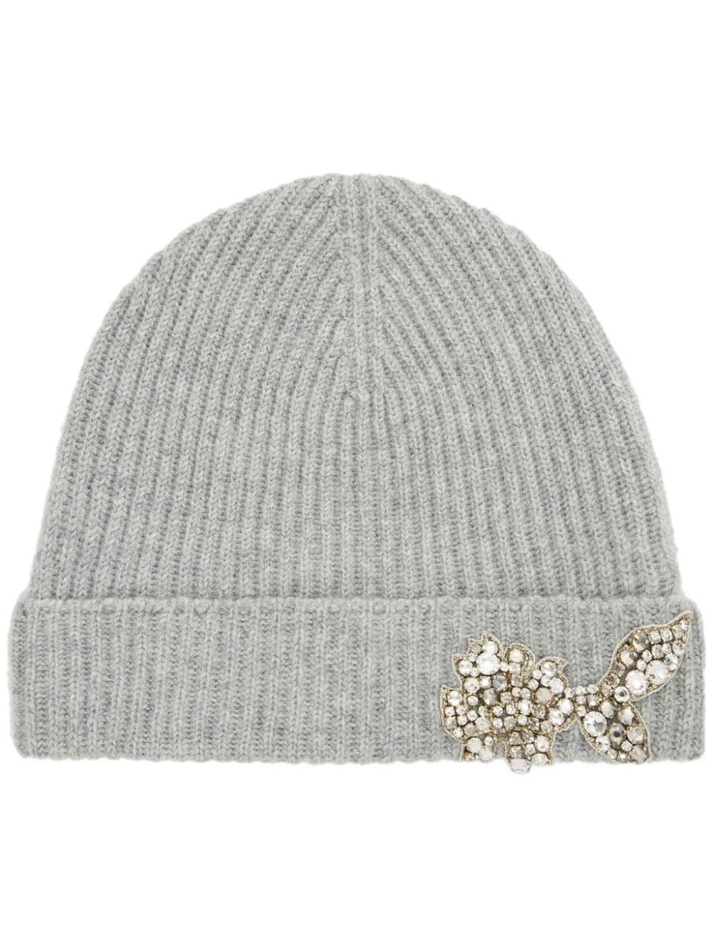 crystal-embellished ribbed-knit beanie - 1