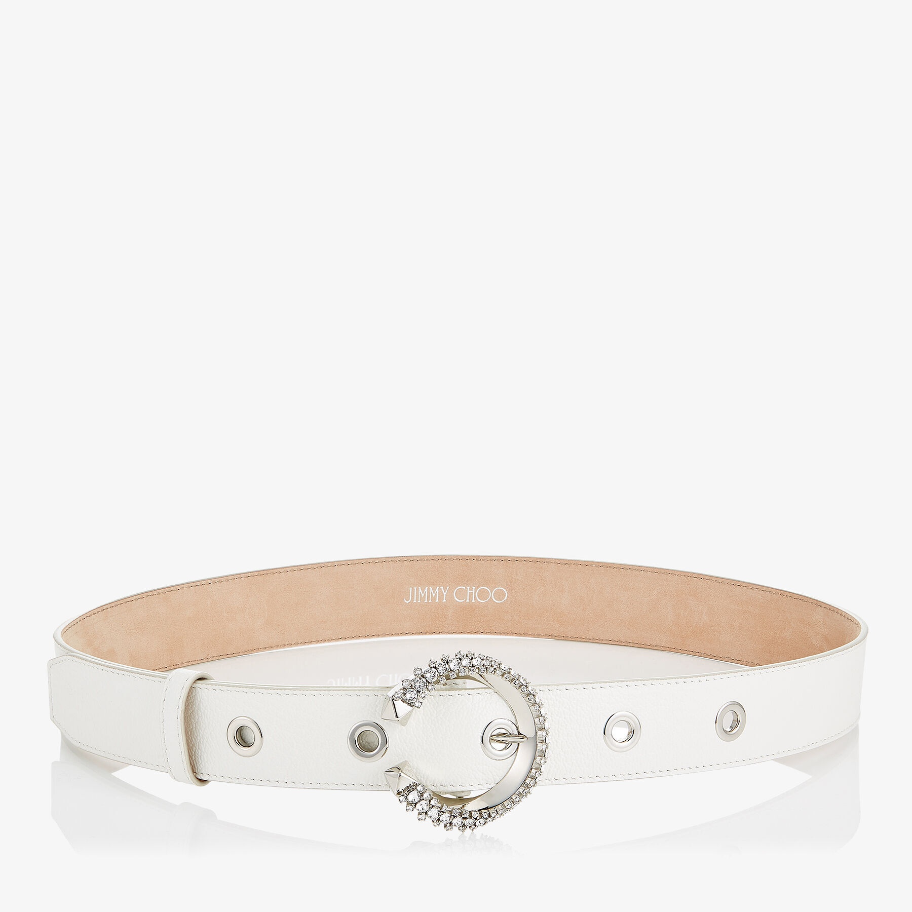 Madeline Belt
Latte Calf Leather Belt with Crystal Buckle - 1