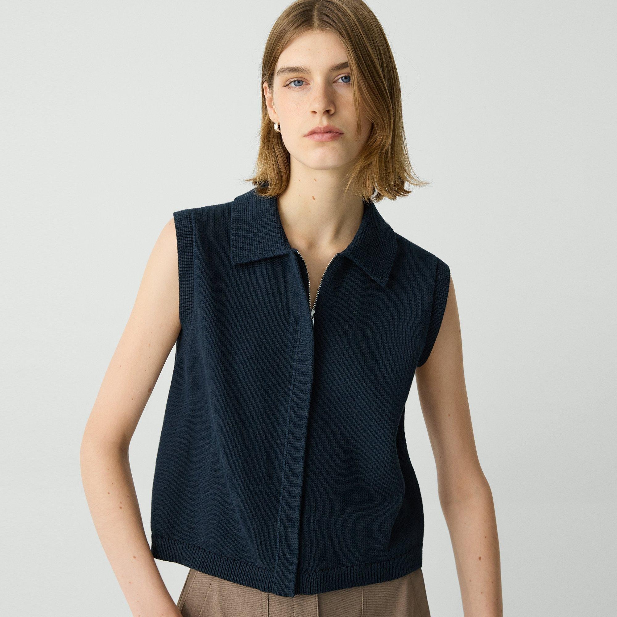 Zip-Up Vest in Rounded Cotton - 5