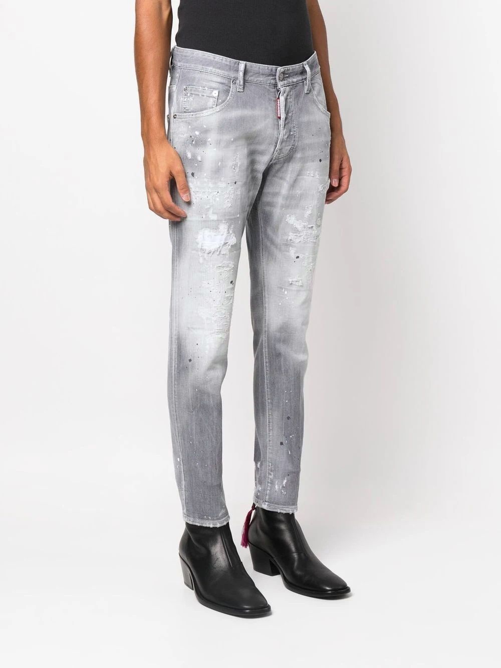 acid-wash straight-leg jeans - 3