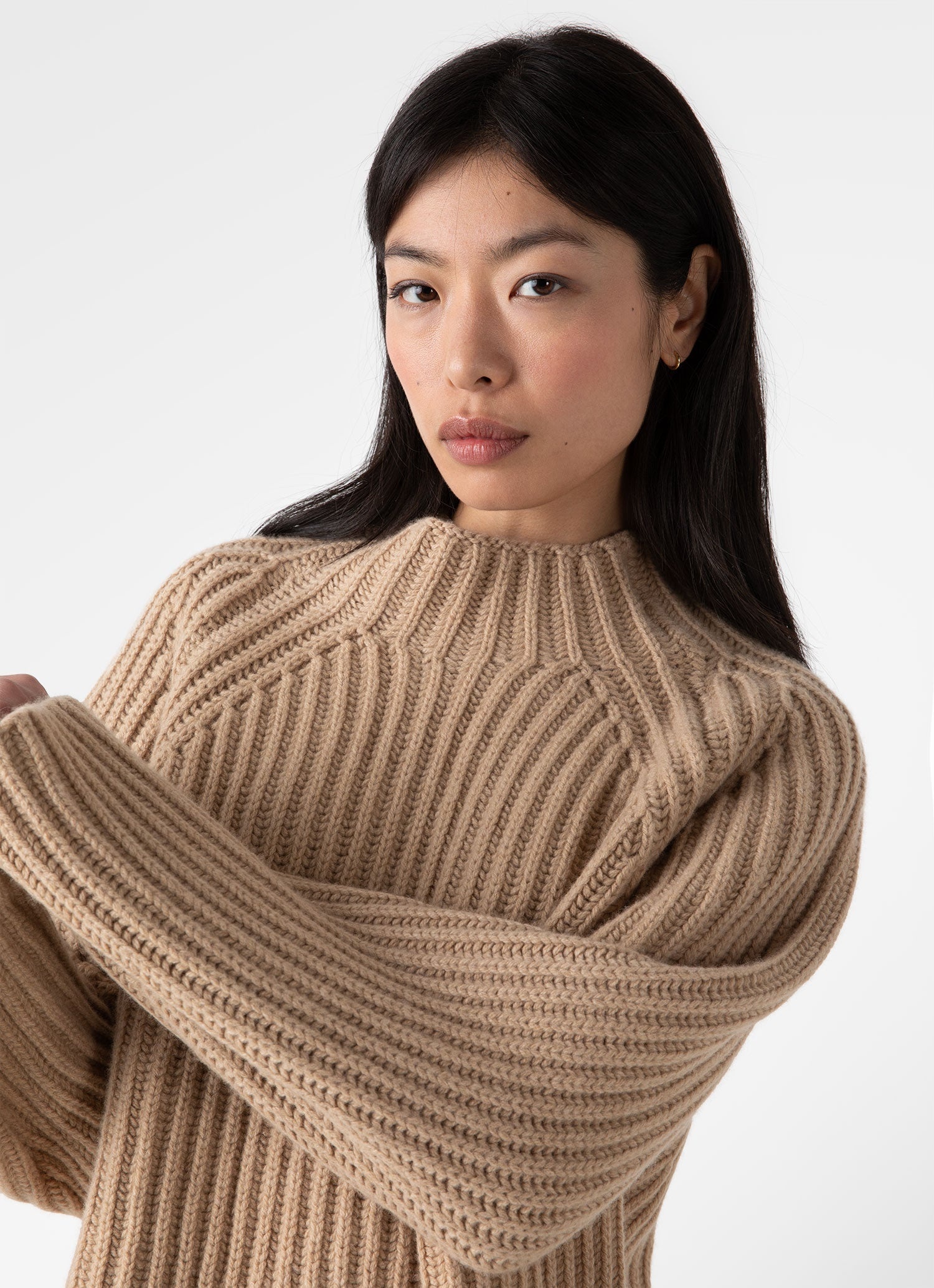 Lambswool Chunky Funnel Neck Jumper - 1