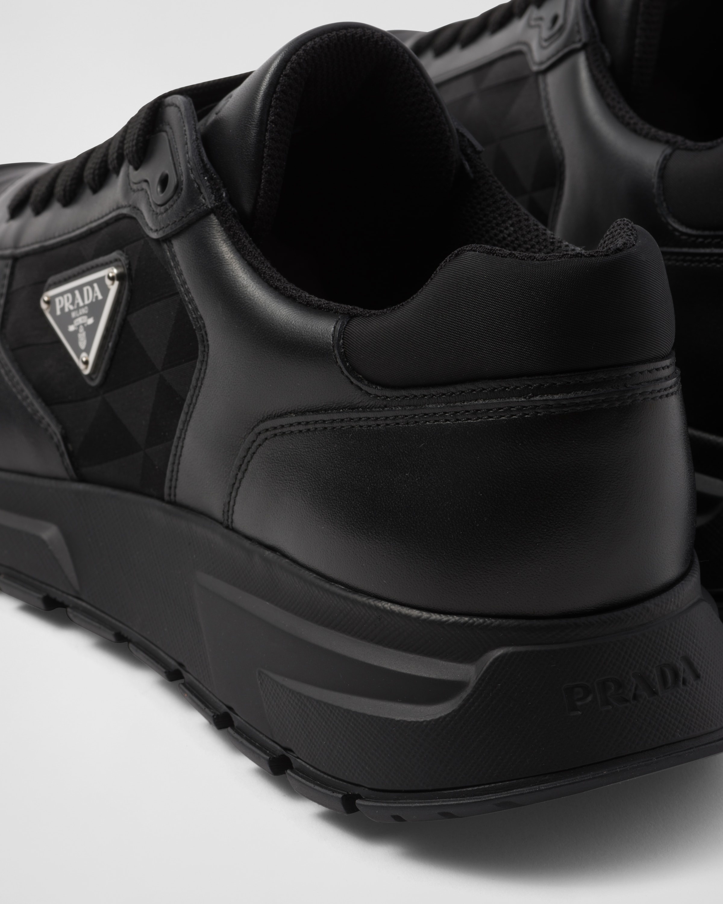 Leather and Re-Nylon high-top sneakers - 7