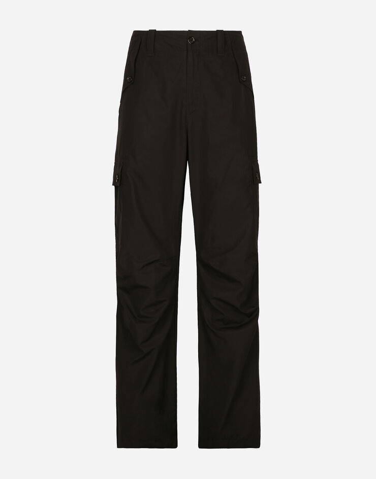 Cotton cargo pants with brand plate - 1
