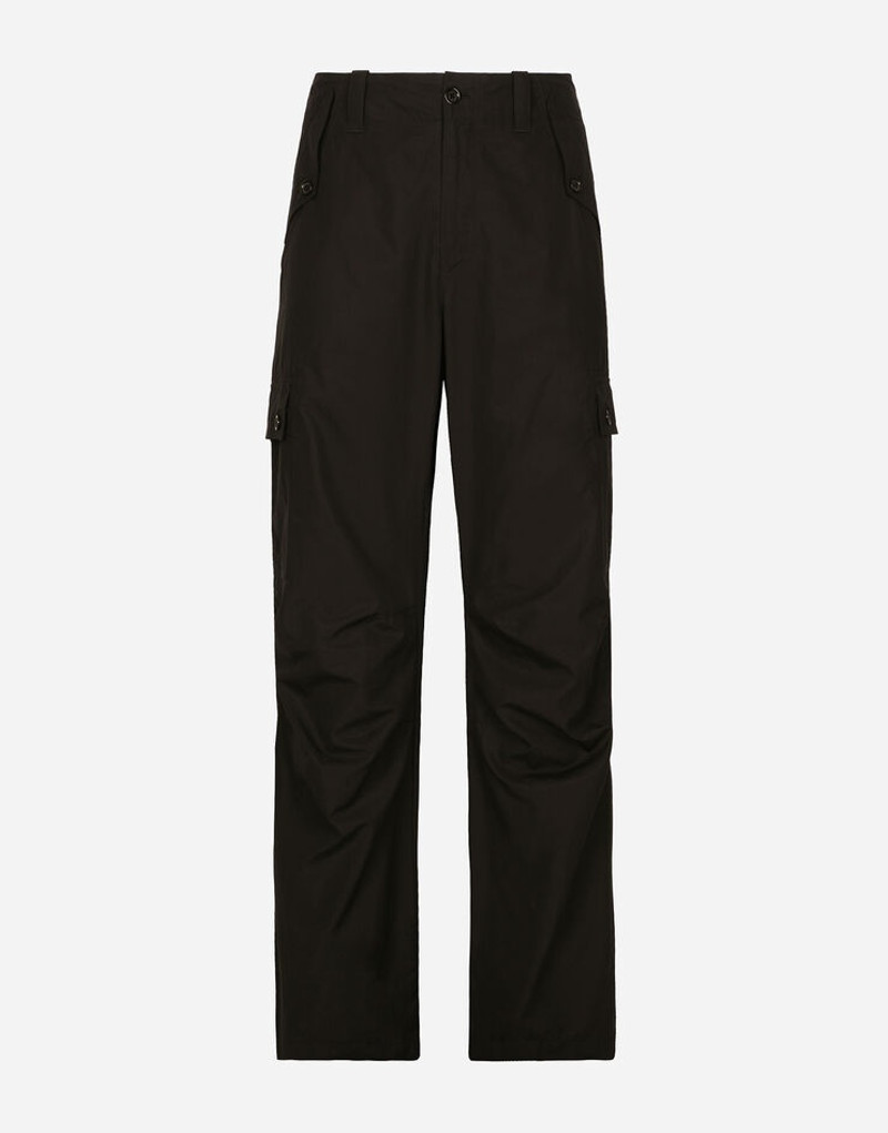 Cotton cargo pants with brand plate - 1
