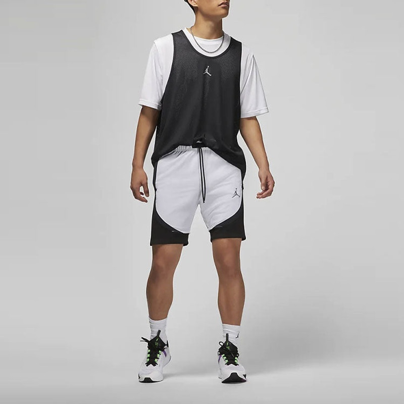 Jordan Men's Air Jordan Logo Micro Mark Lacing Colorblock Casual Gray Shorts DM1830-100 outlook