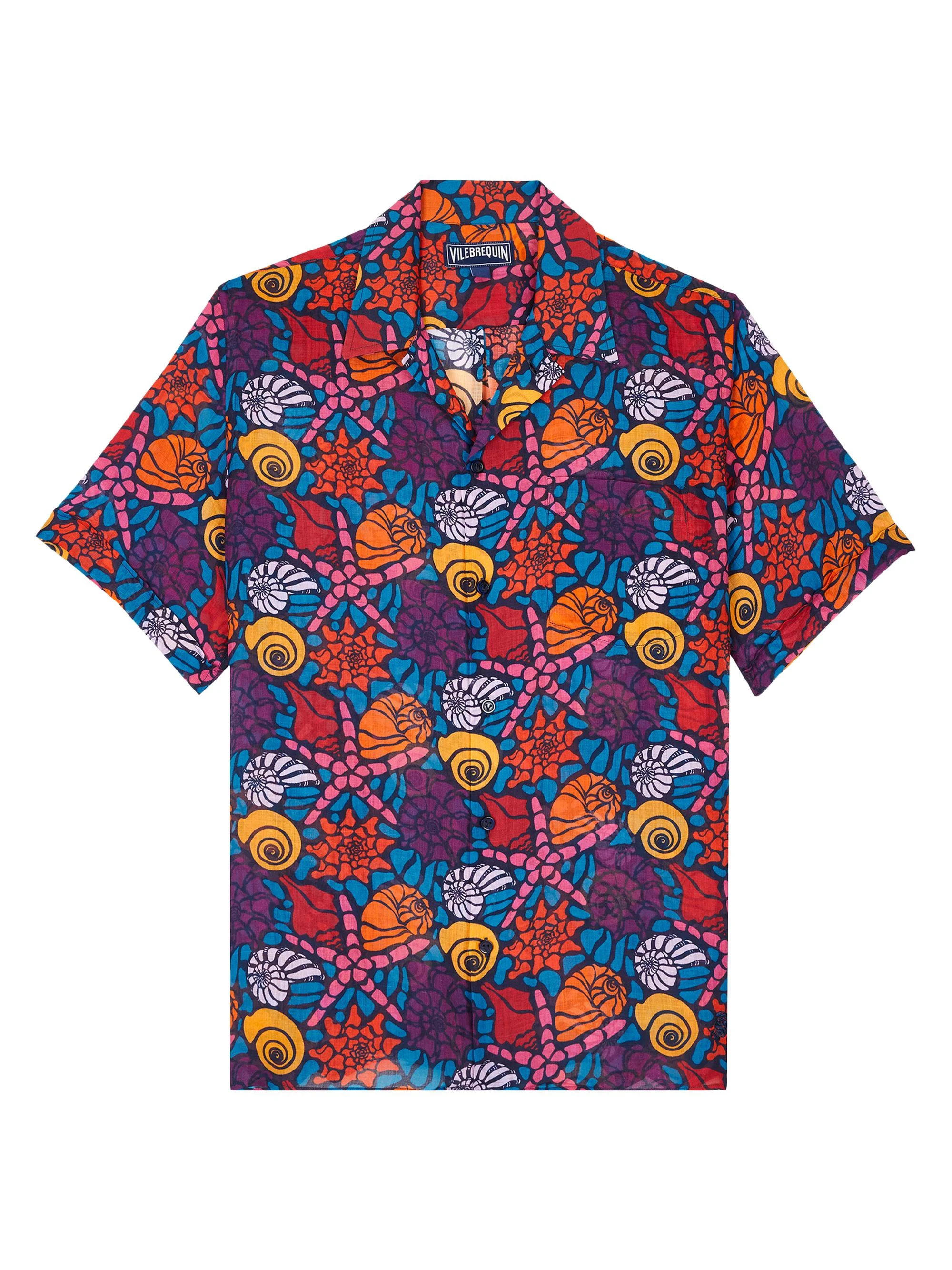 Men's Noumea Sea Graphic Camp Shirt - Navy Blue Marine - 1