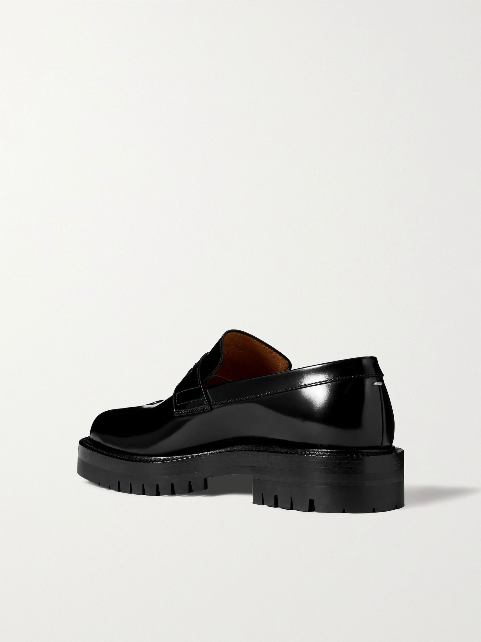 Tabi split-toe glossed-leather loafers Black - 3