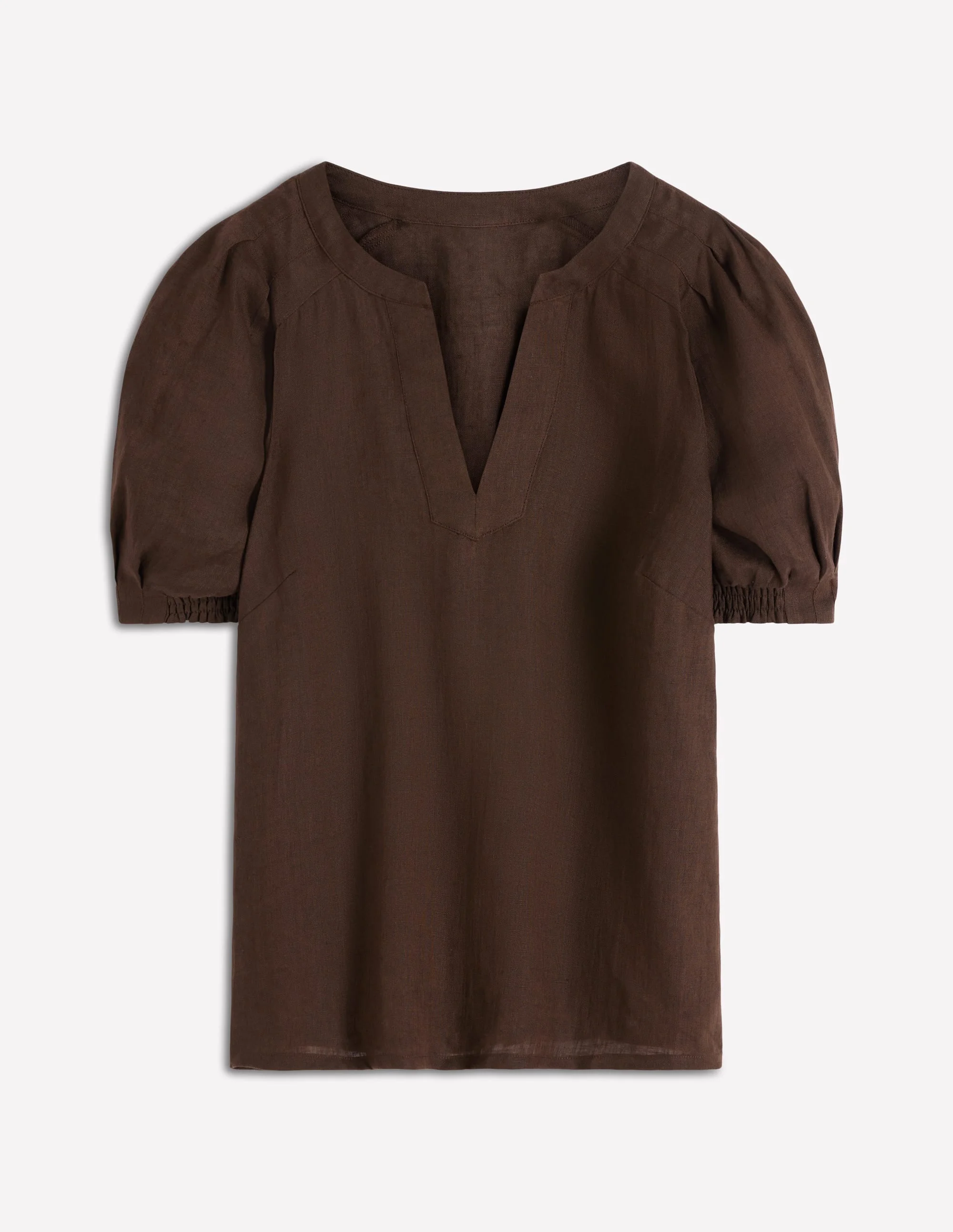 Rae Linen Top-Brown - 1