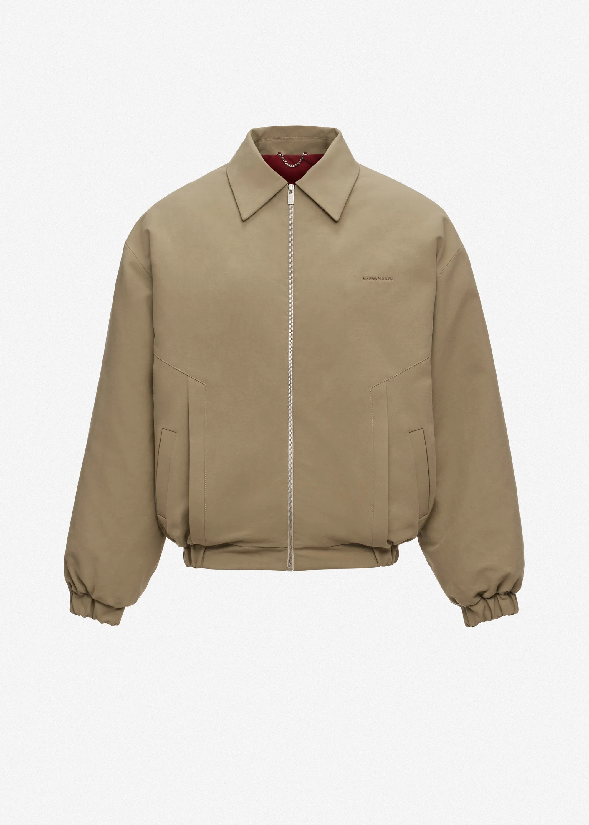 Padded jacket with dropped shoulder in khaki - 1