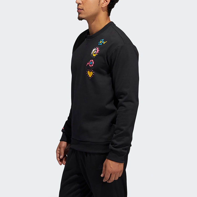 adidas Printing Round Neck Sports Pullover Black GP6260 - 5