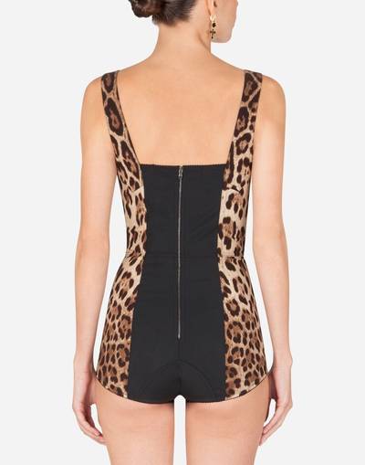 Dolce & Gabbana Leopard-print charmeuse bodysuit outlook