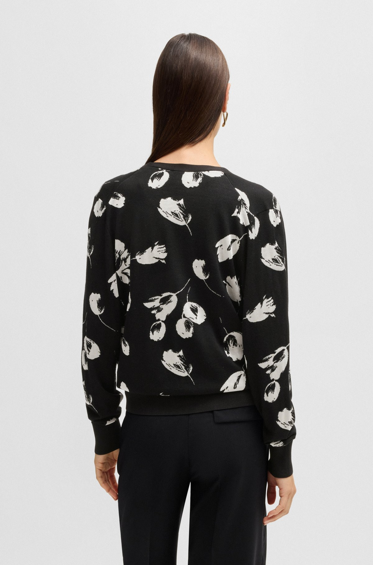 MERINO WOOL-BLEND CARDIGAN WITH TULIP JACQUARD - 4