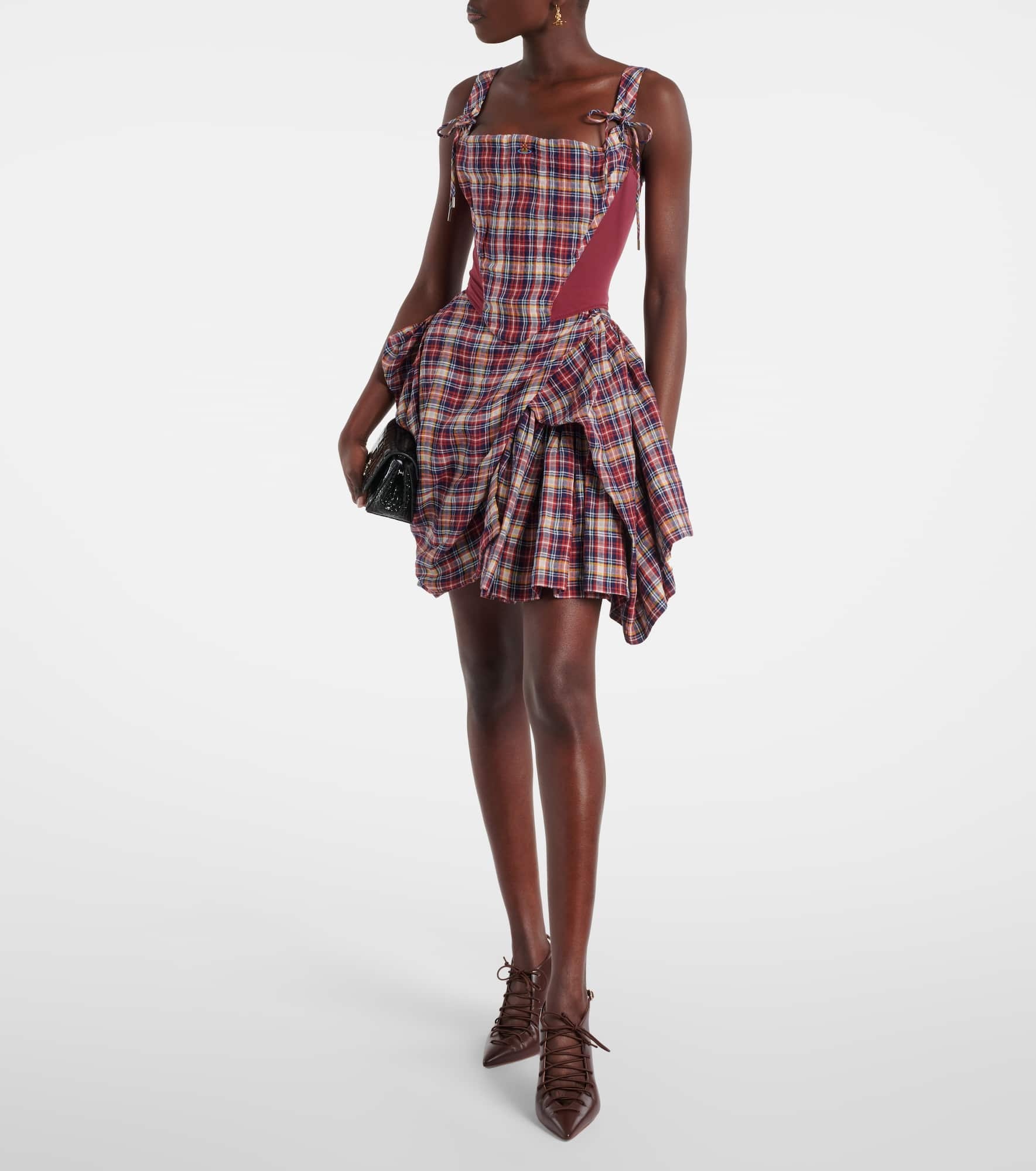 Puppy tartan linen and cotton corset - 2