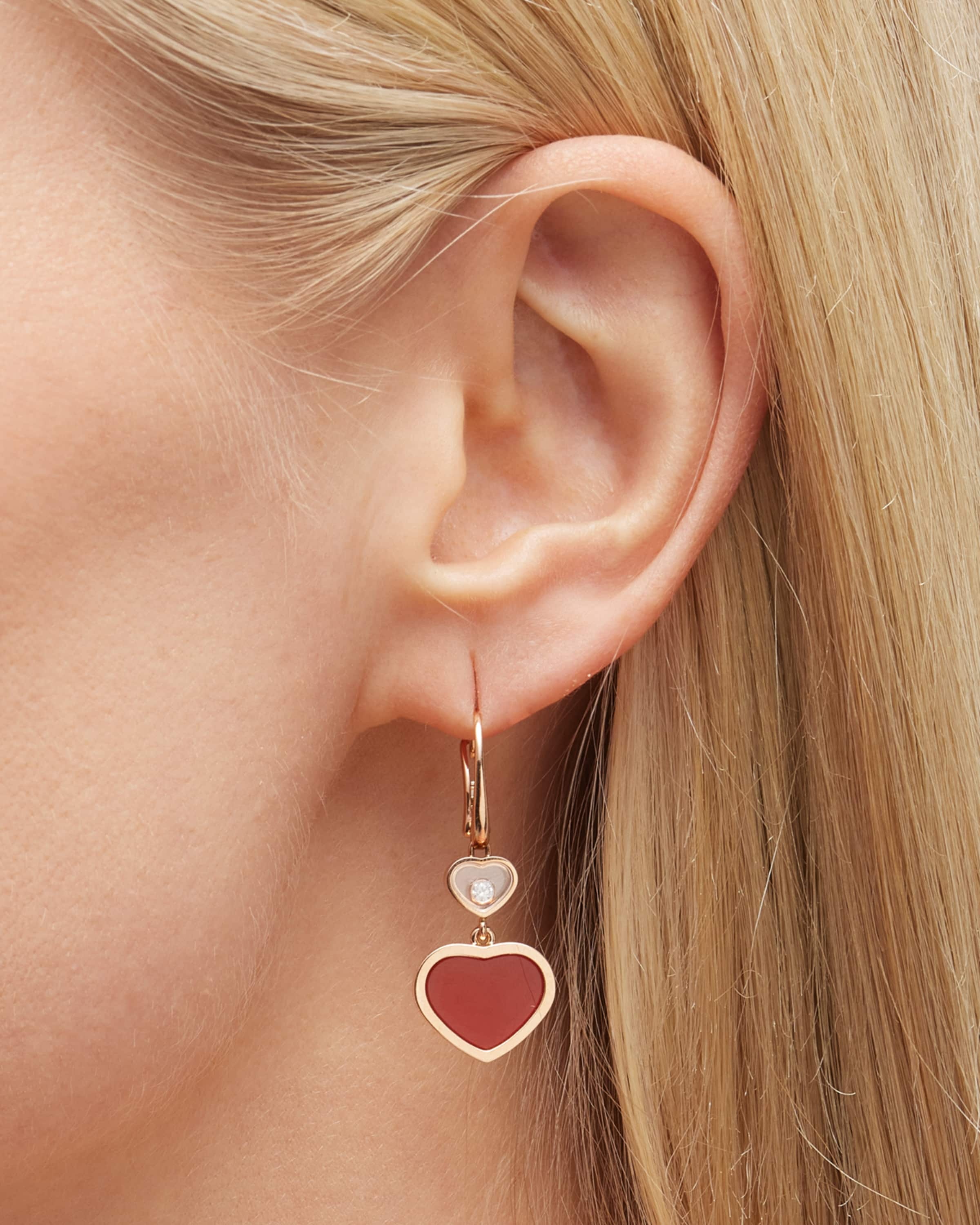 Happy Hearts 18K Rose Gold Carnelian & Diamond Earrings - 2