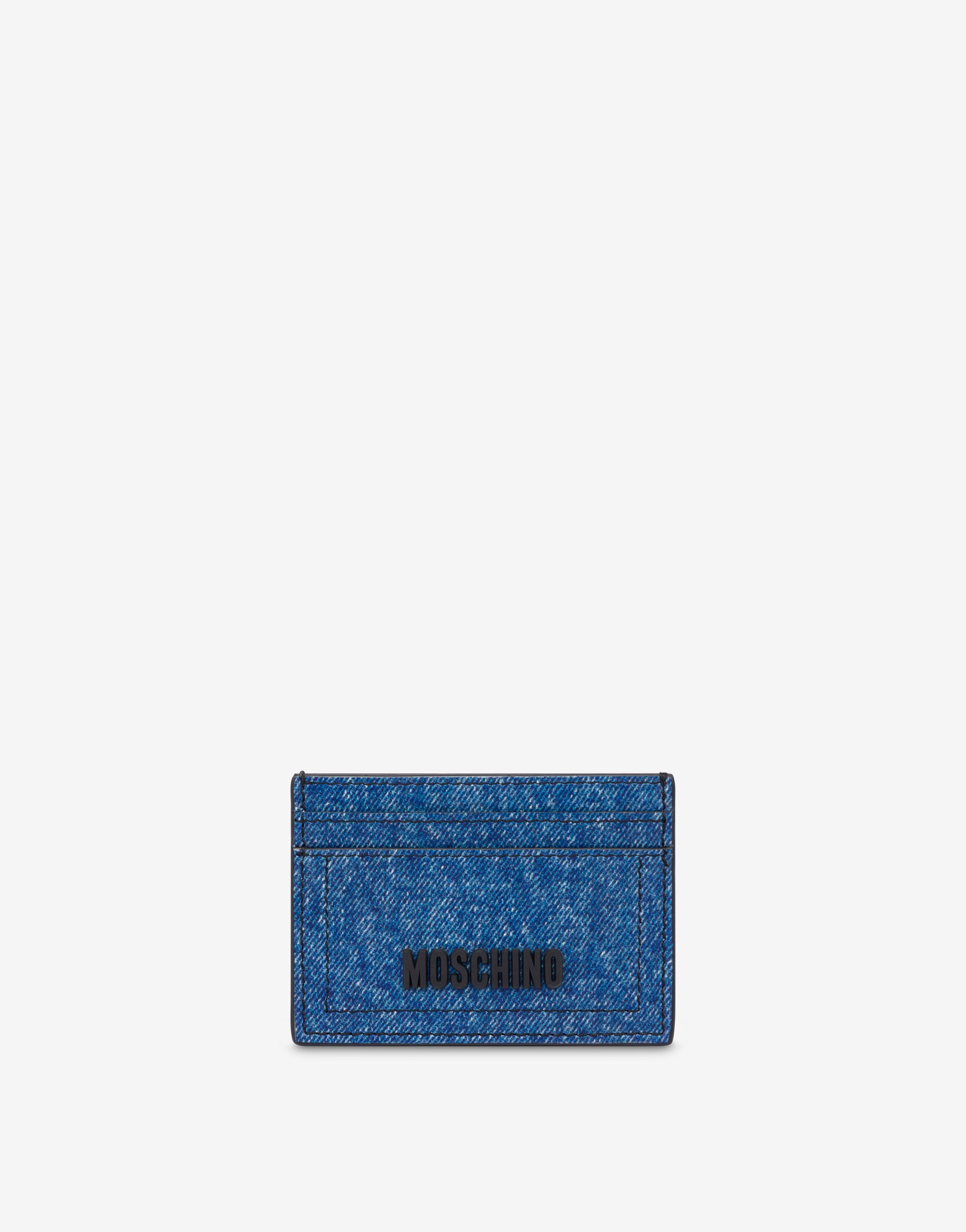 DENIM PRINT NAPPA LEATHER CARD HOLDER - 1