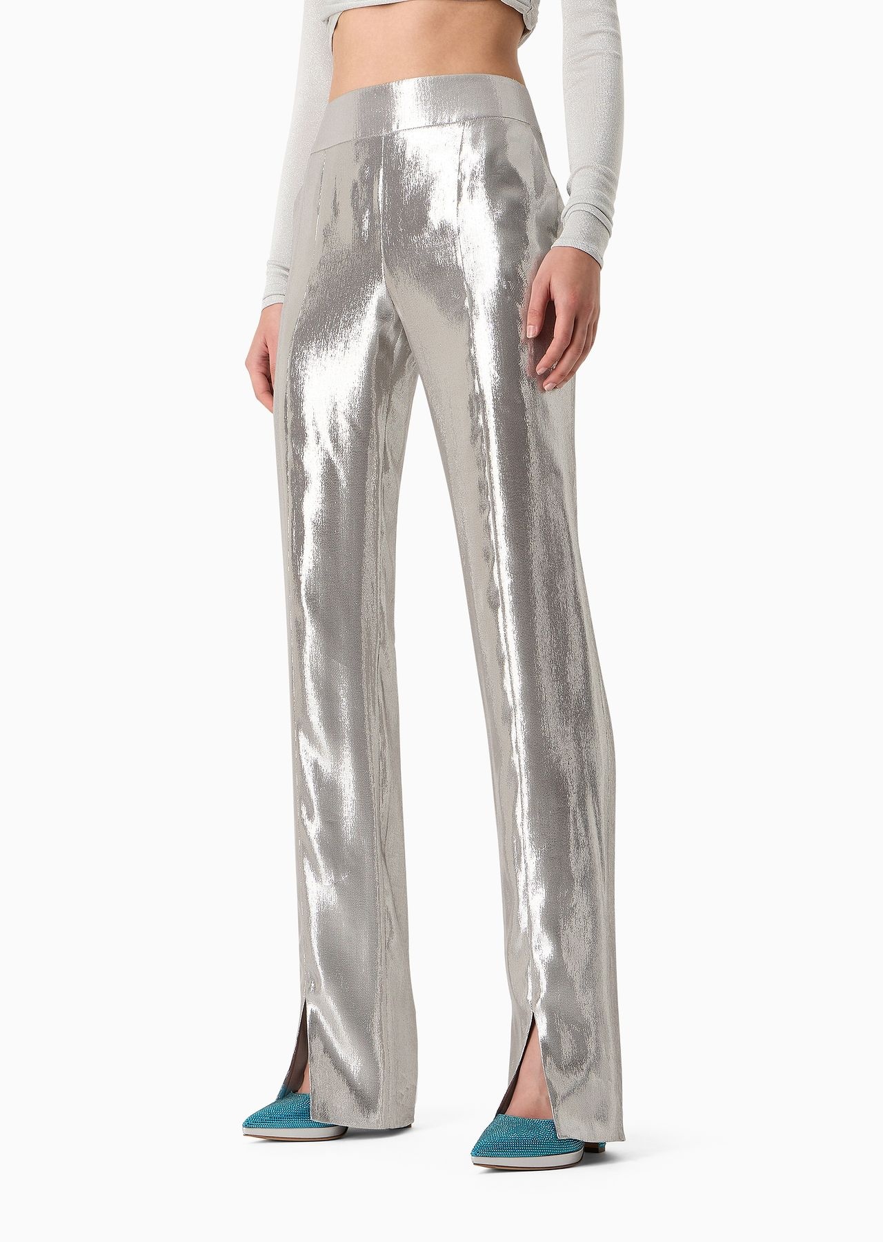 Silk and Lurex-blend trousers - 2