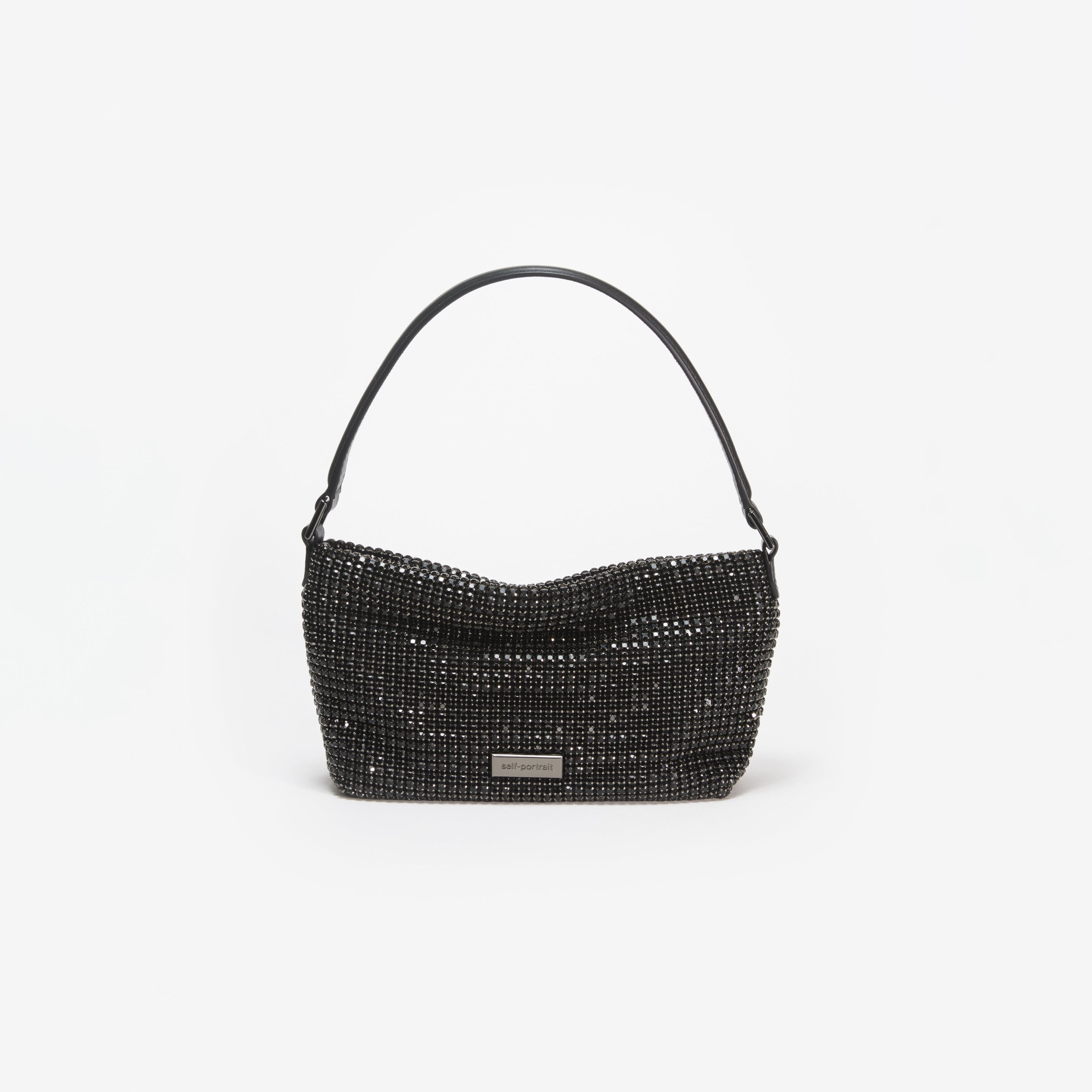 Black Diamante Small Hobo Bag - 1