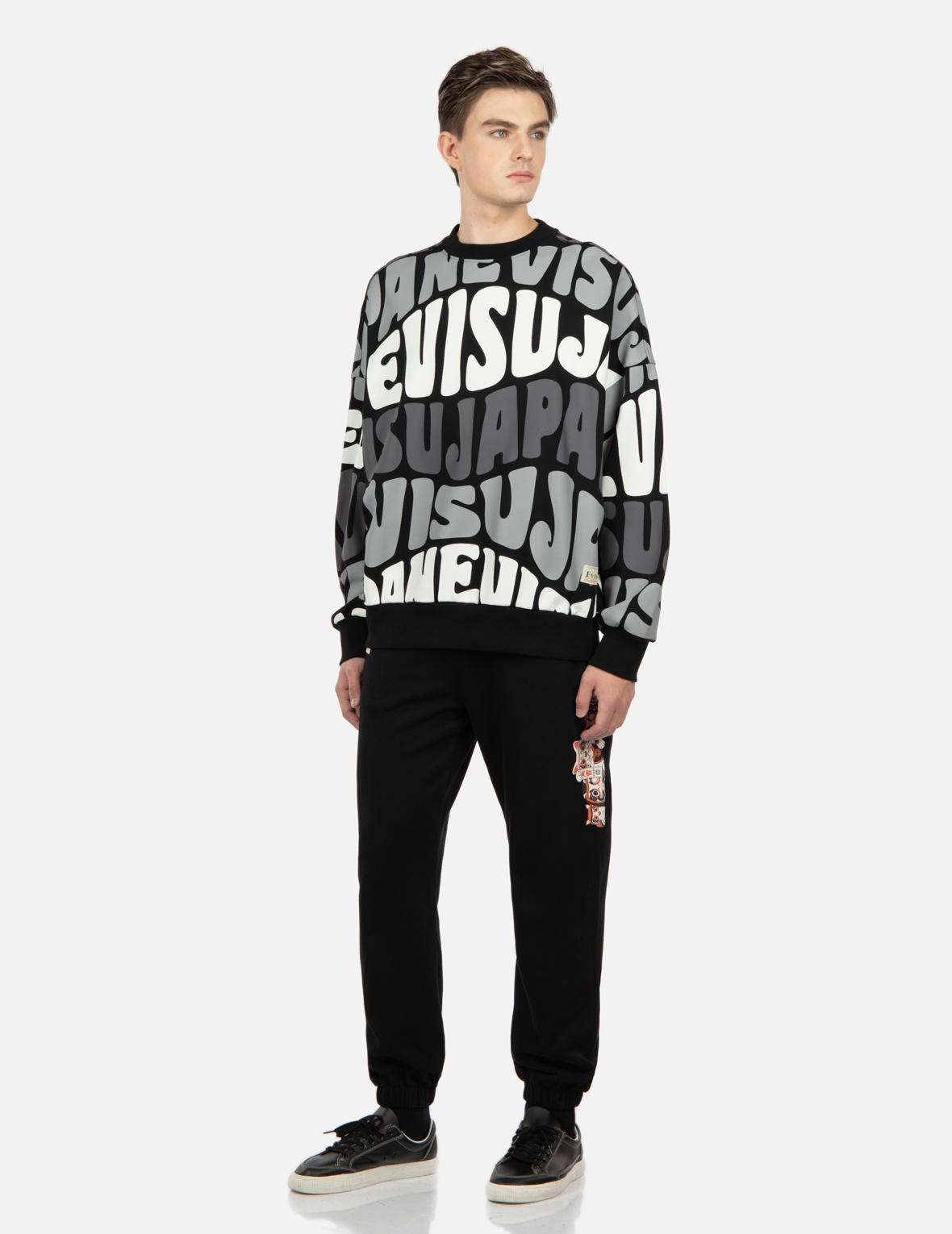 ALLOVER WAVY TEXT PRINT SWEATSHIRT - 3