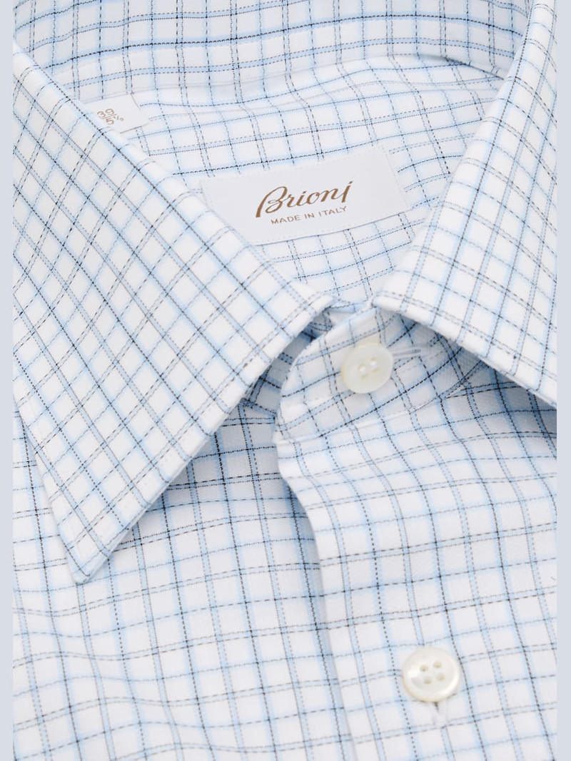Brioni Men's Cotton Graph Check Dress Shirt outlook