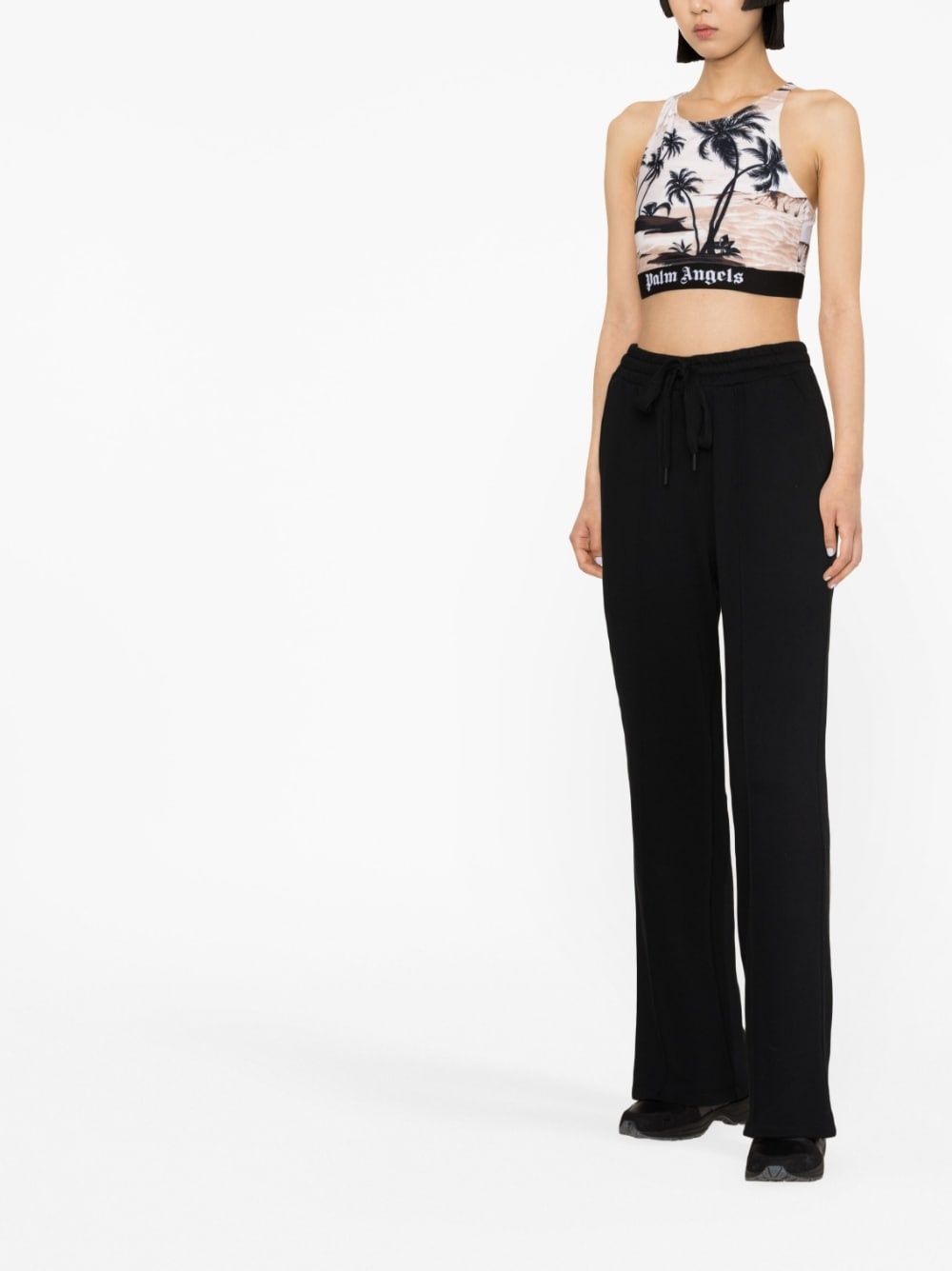 palm-print crop top - 3