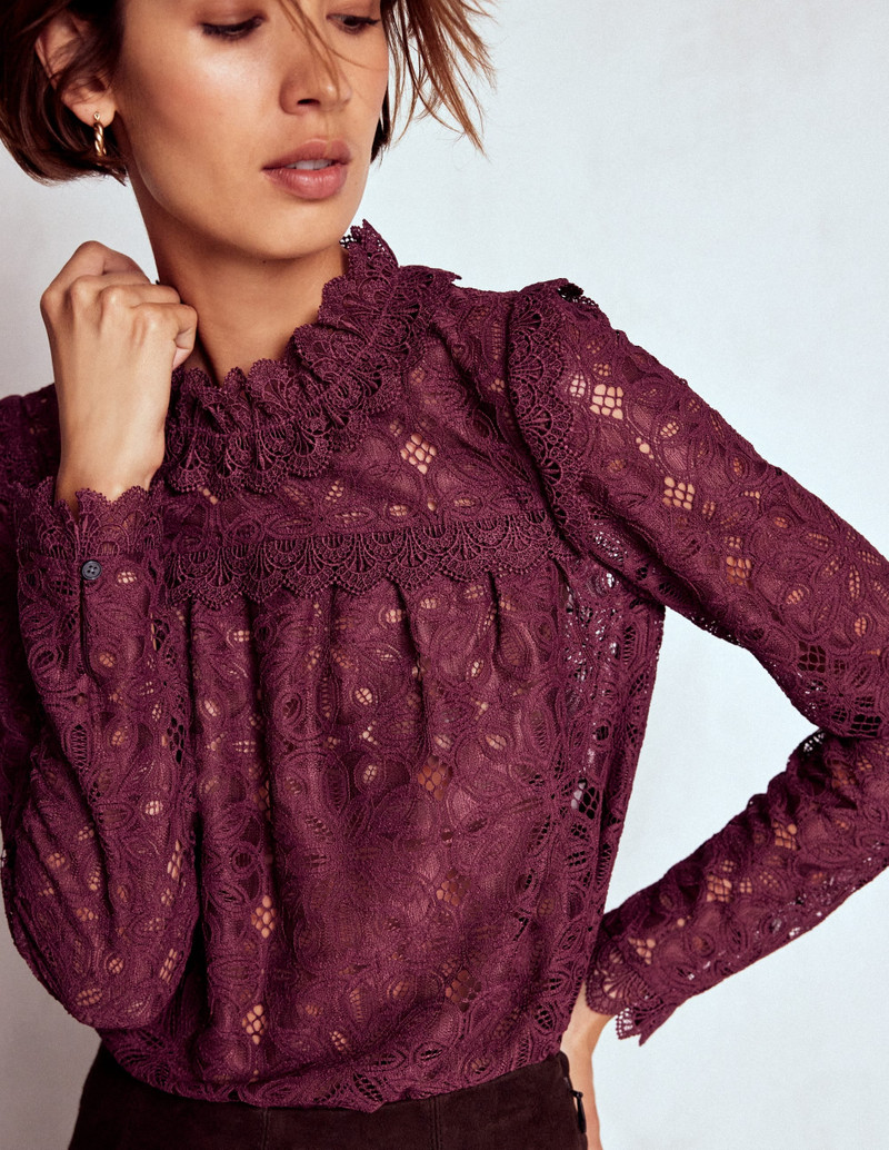 Lace Trim Detail Top-Deep Wisteria 3