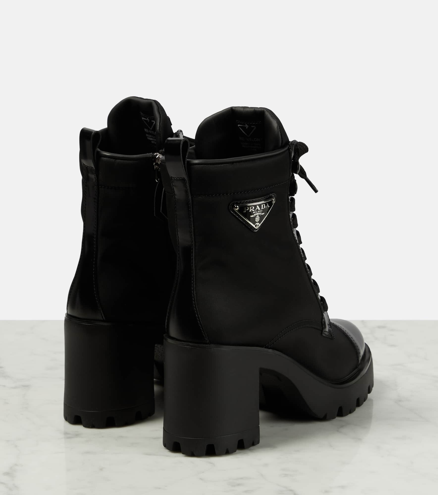Leather-trimmed lace-up boots - 3