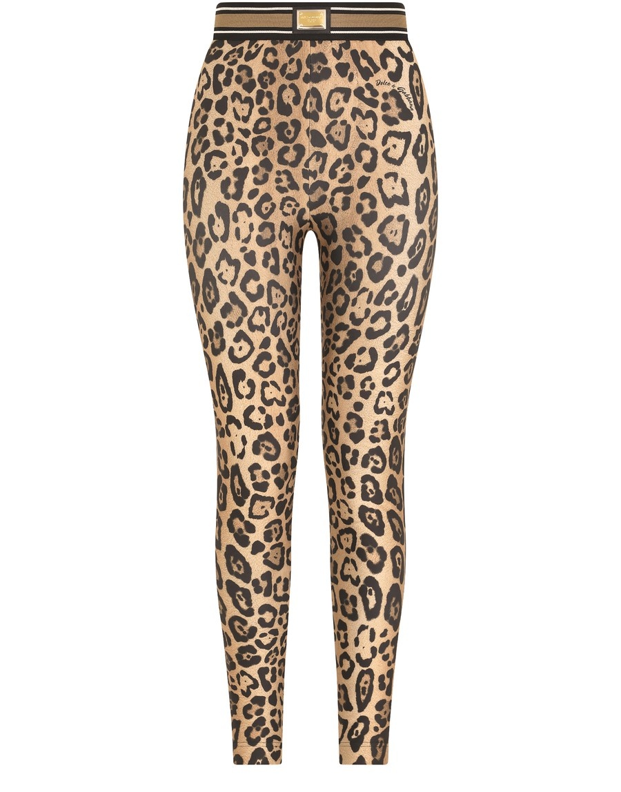 Leopard-print spandex/jersey leggings - 1