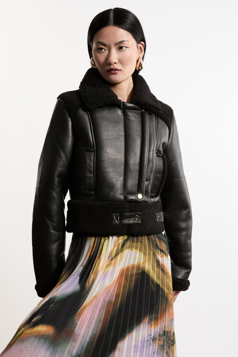 Faux Fur Aviator Crop Jacket 1