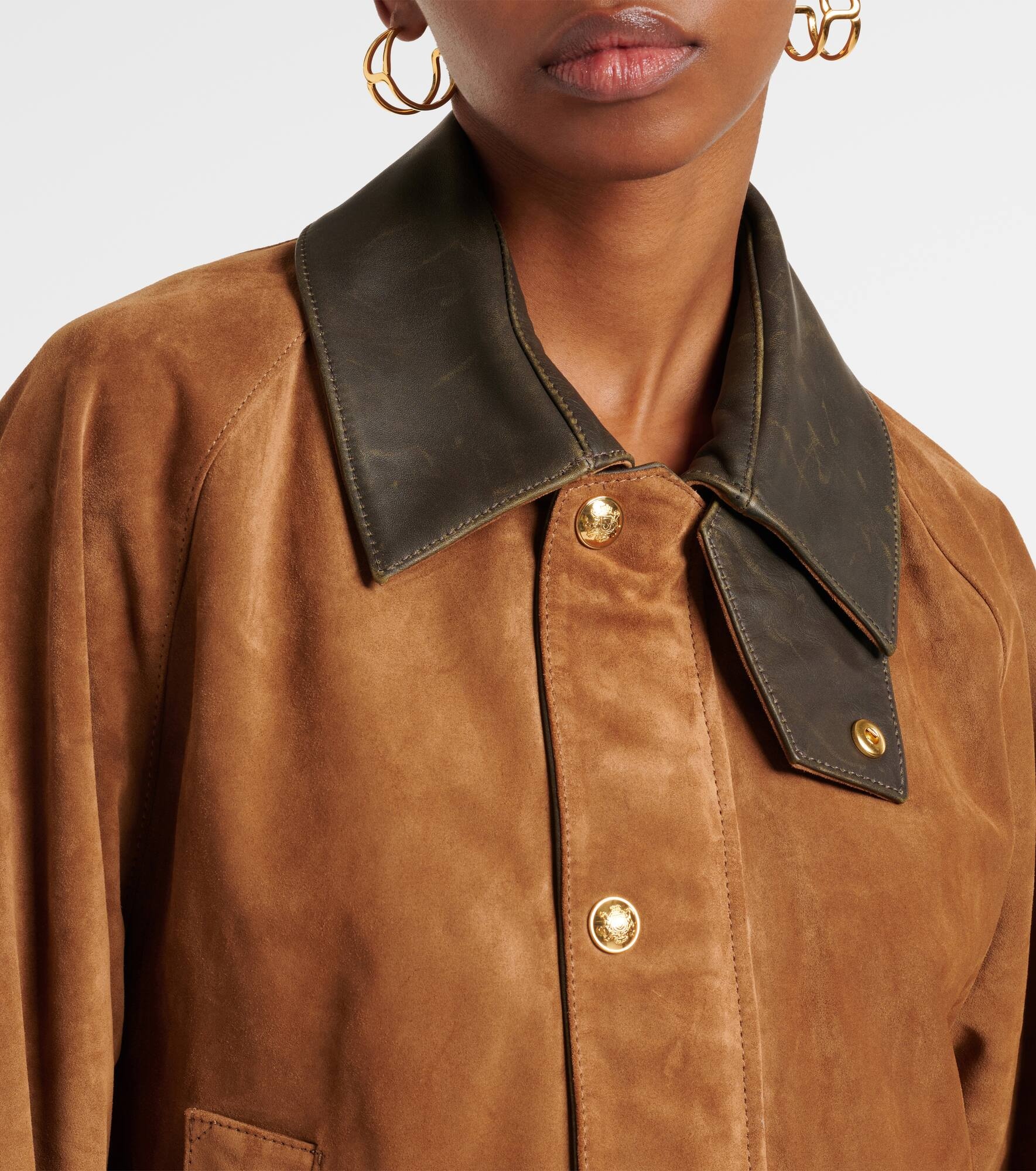Kedem leather-trimmed suede parka - 4