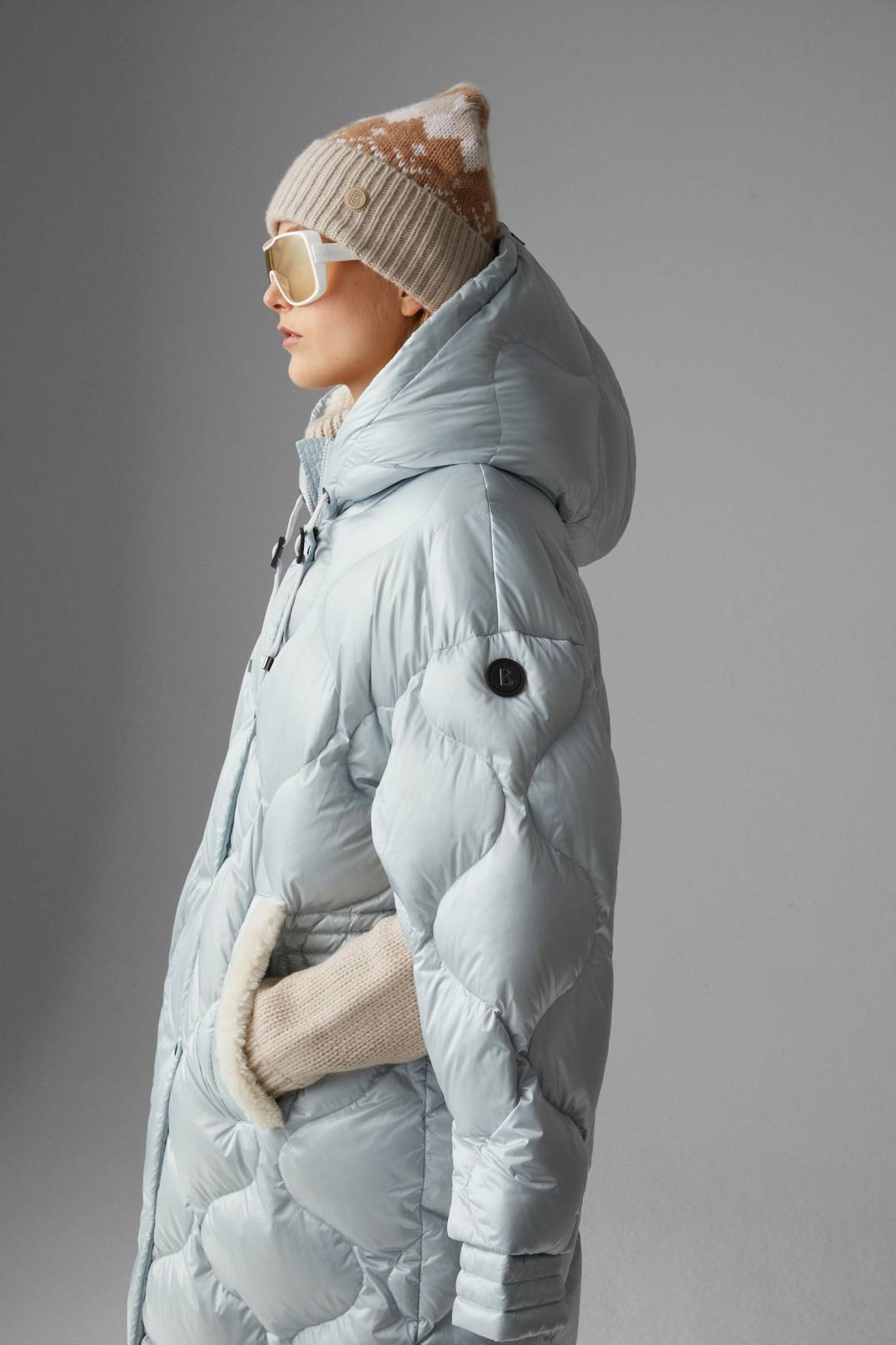 VALLY LAMBSKIN DOWN COAT IN ICE BLUE - 5