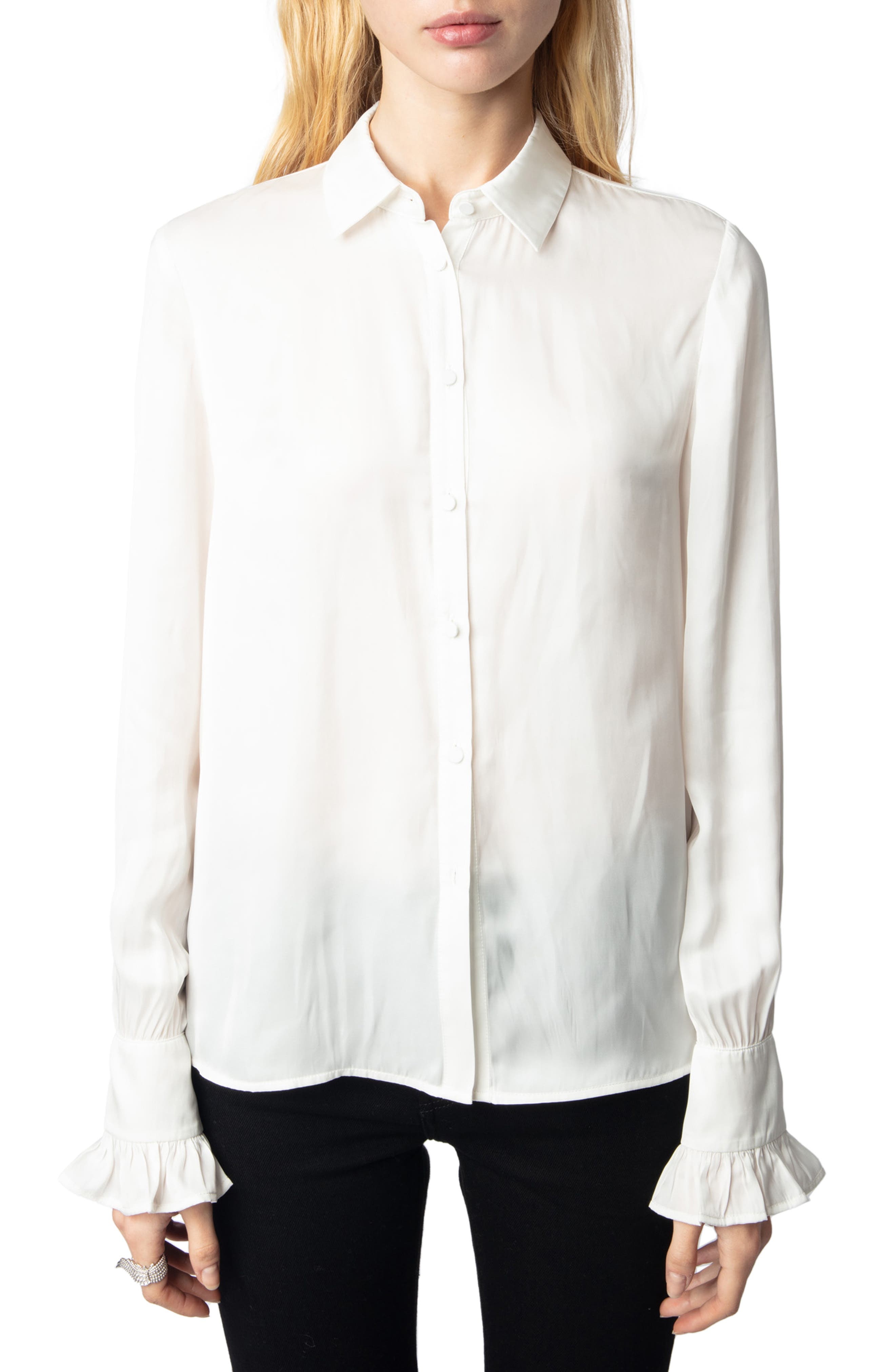 Zadig & Voltaire Thely Satin Shirt in Judo at Nordstrom - 1