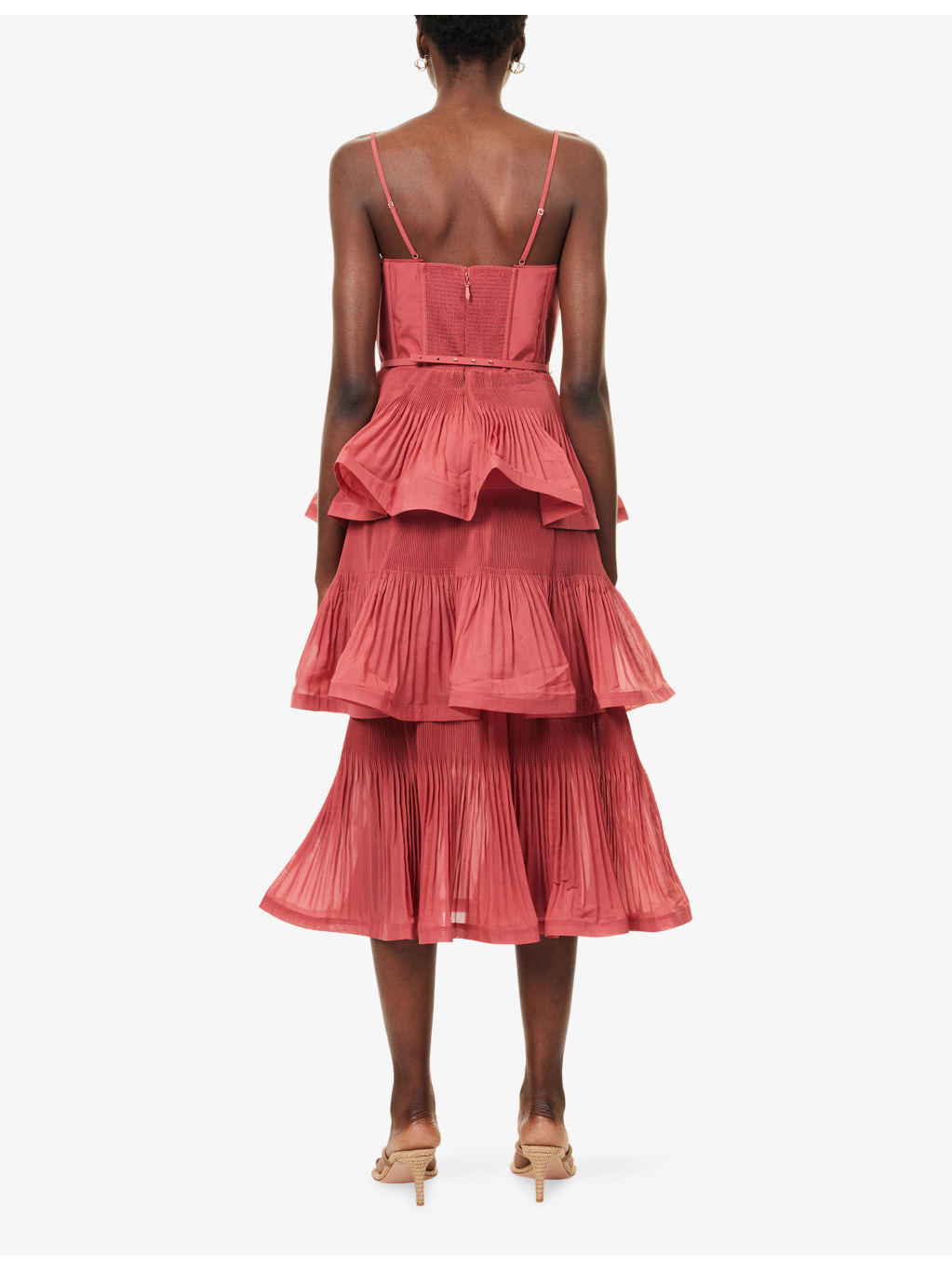 Pleated Tiered Woven Midi Dress - 4