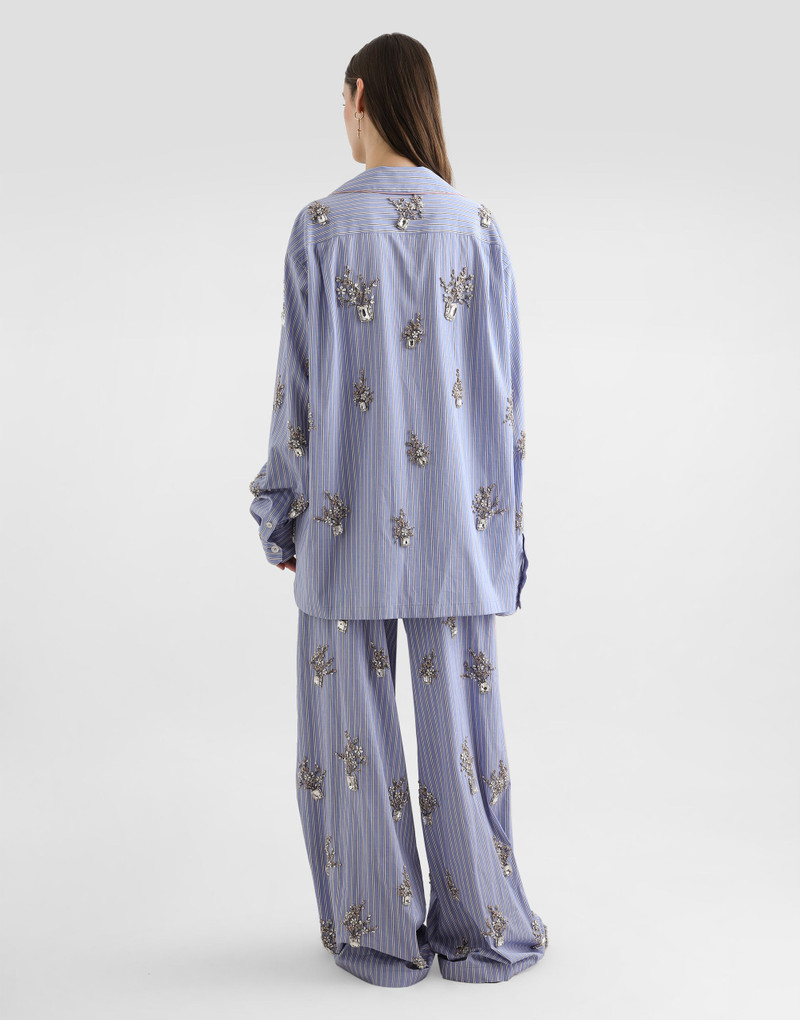 Cotton shirt with crystal flower embroidery 3
