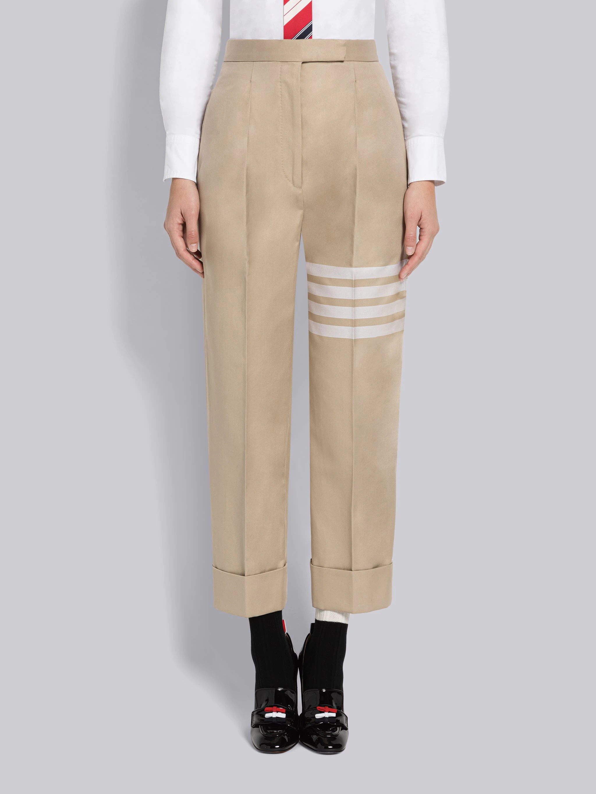 Cotton Twill Single Pleat 4-Bar Trouser - 1
