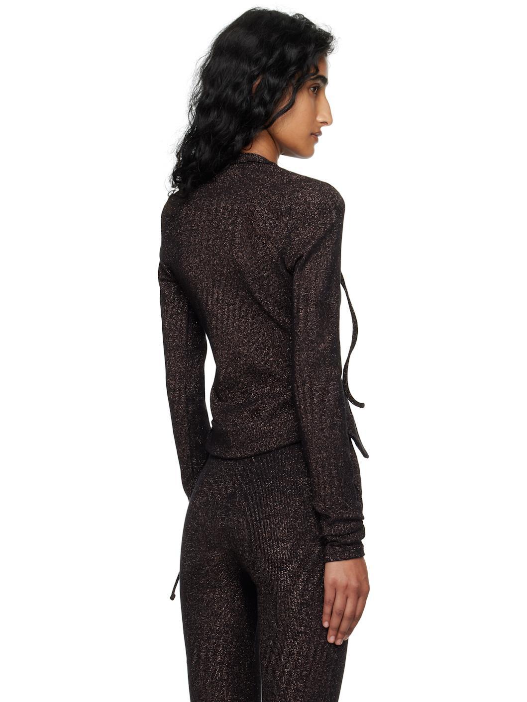 Brown Double Closure Rib Cardigan - 3