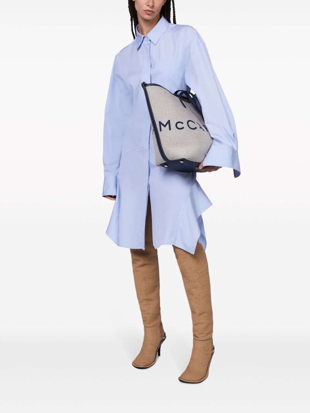 banana-sleeve cotton shirt dress - 2