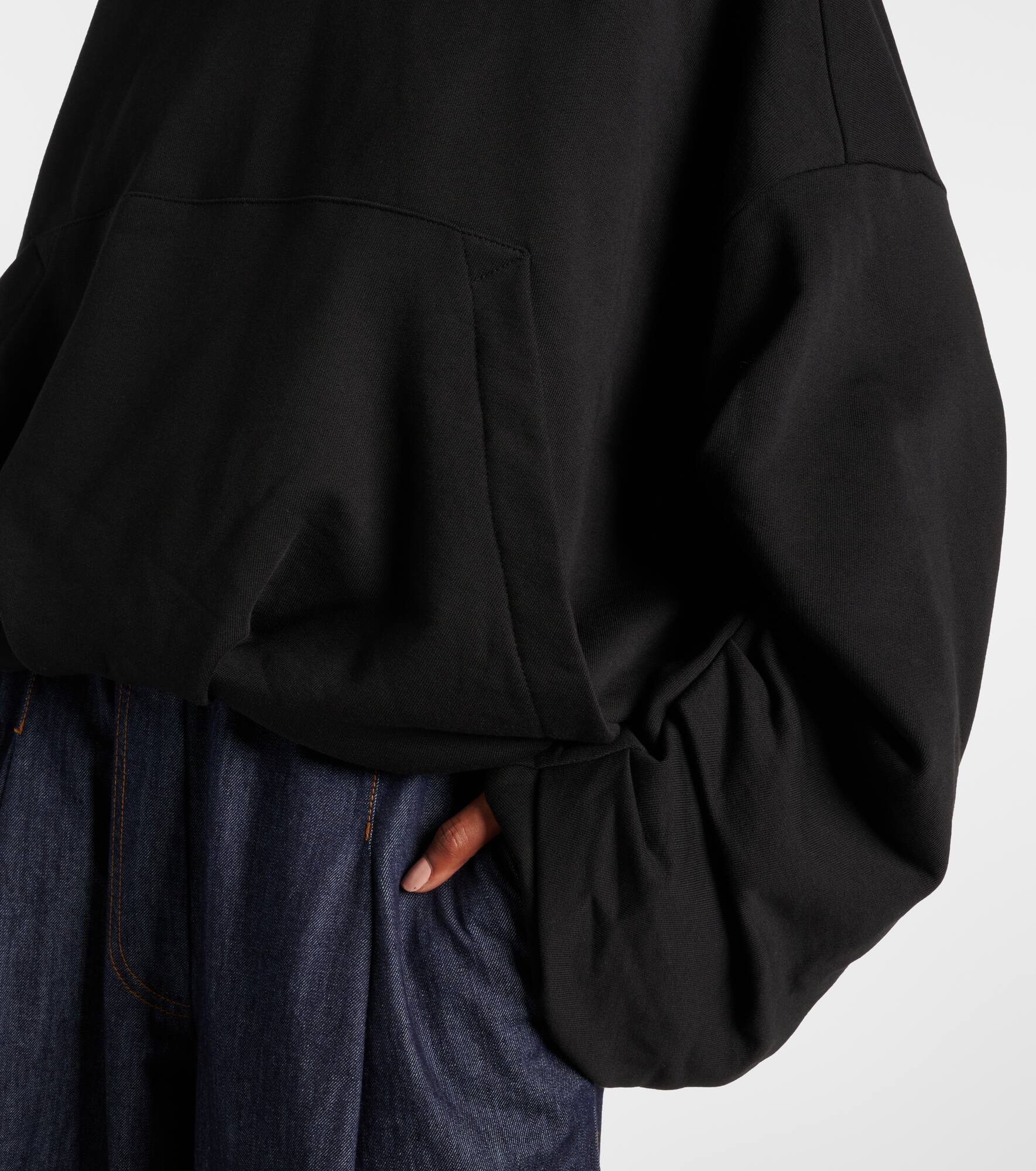 Oversized draped cotton jersey hoodie - 5