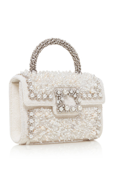 Roger Vivier Flower Pearl Jewel Top Handle Bag white outlook