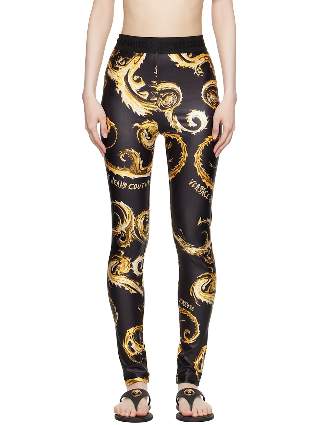 Black & Gold Chromo Couture Leggings - 1