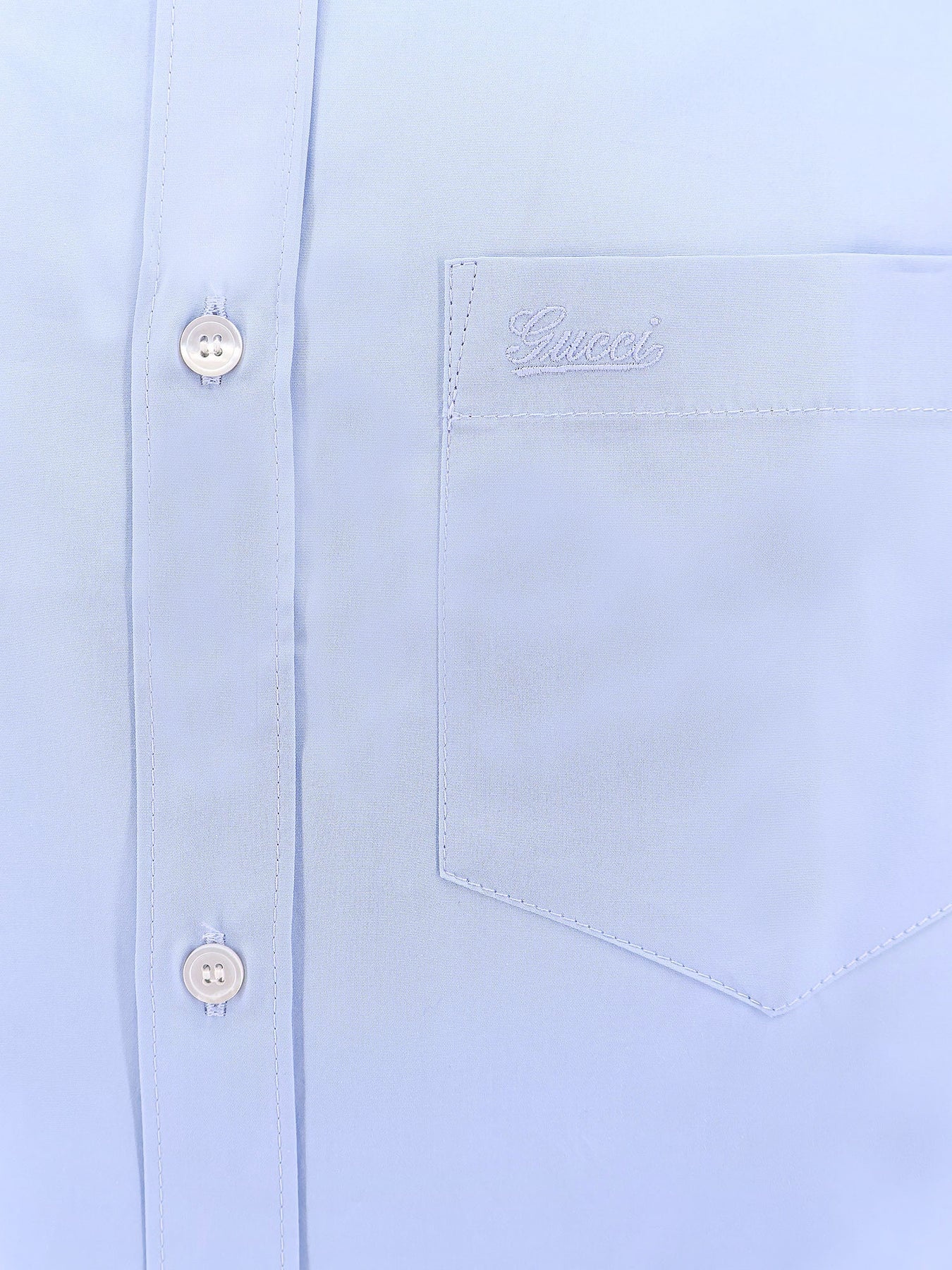 Cotton shirt with breast pocket with Gucci embroidery - 3