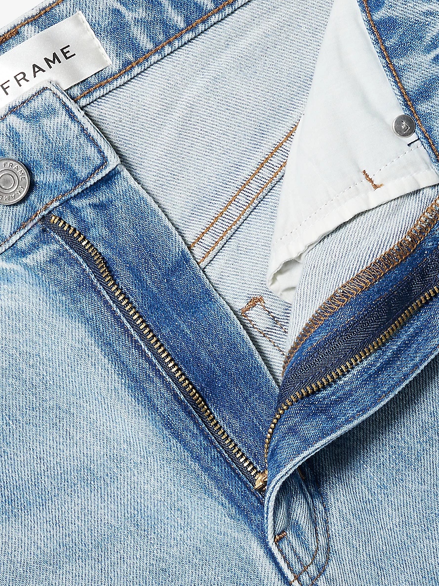 Brand-patch contrast-stitch barrel-leg mid-rise recycled denim-blend jeans - 6