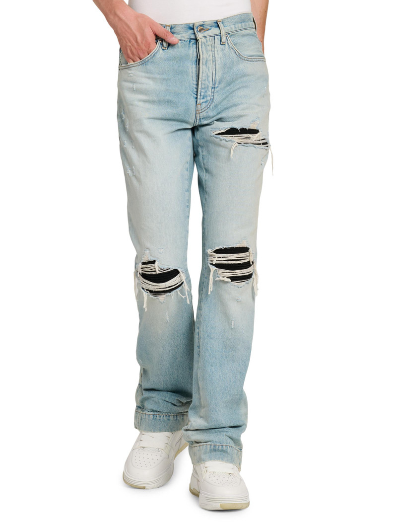 Men's Mx1 Distressed Denim Mid-Rise Straight-Leg Jeans - Mist Indigo 3