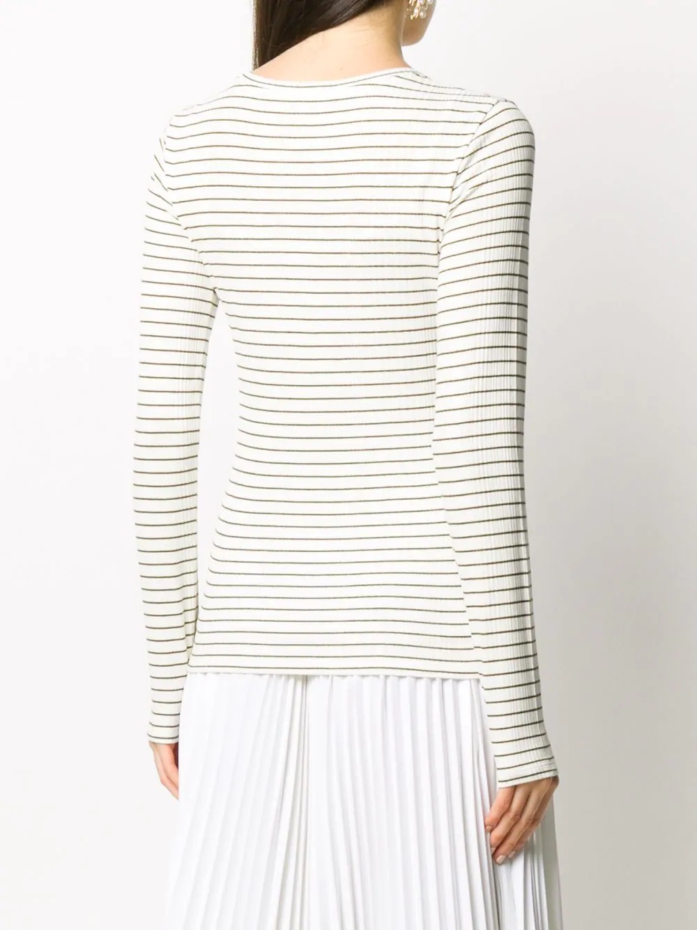 long sleeve striped print top - 4