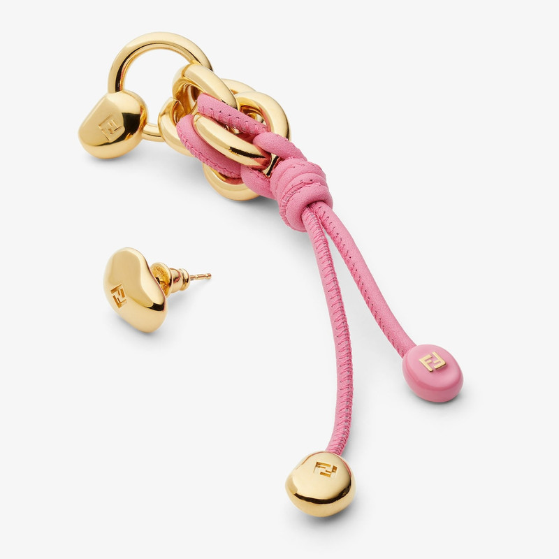 FENDI Fendi Candy Earrings Gold-colored metal and pink leather earrings outlook